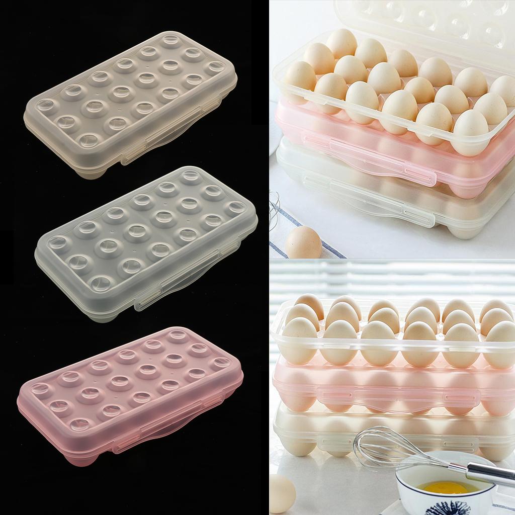 18 Eggs Holder for Refrigerator Fridge Home Light Pink