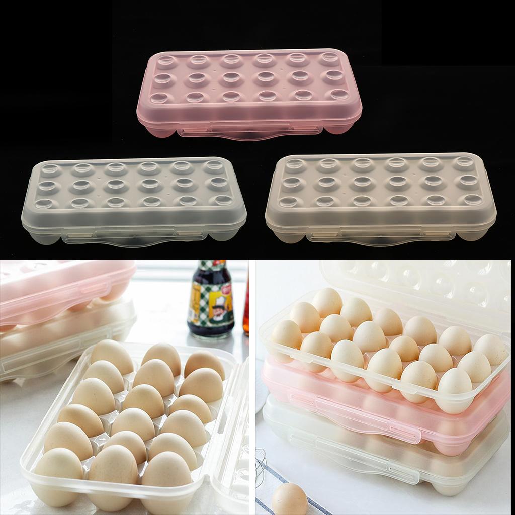 18 Eggs Holder for Refrigerator Fridge Home Light Pink