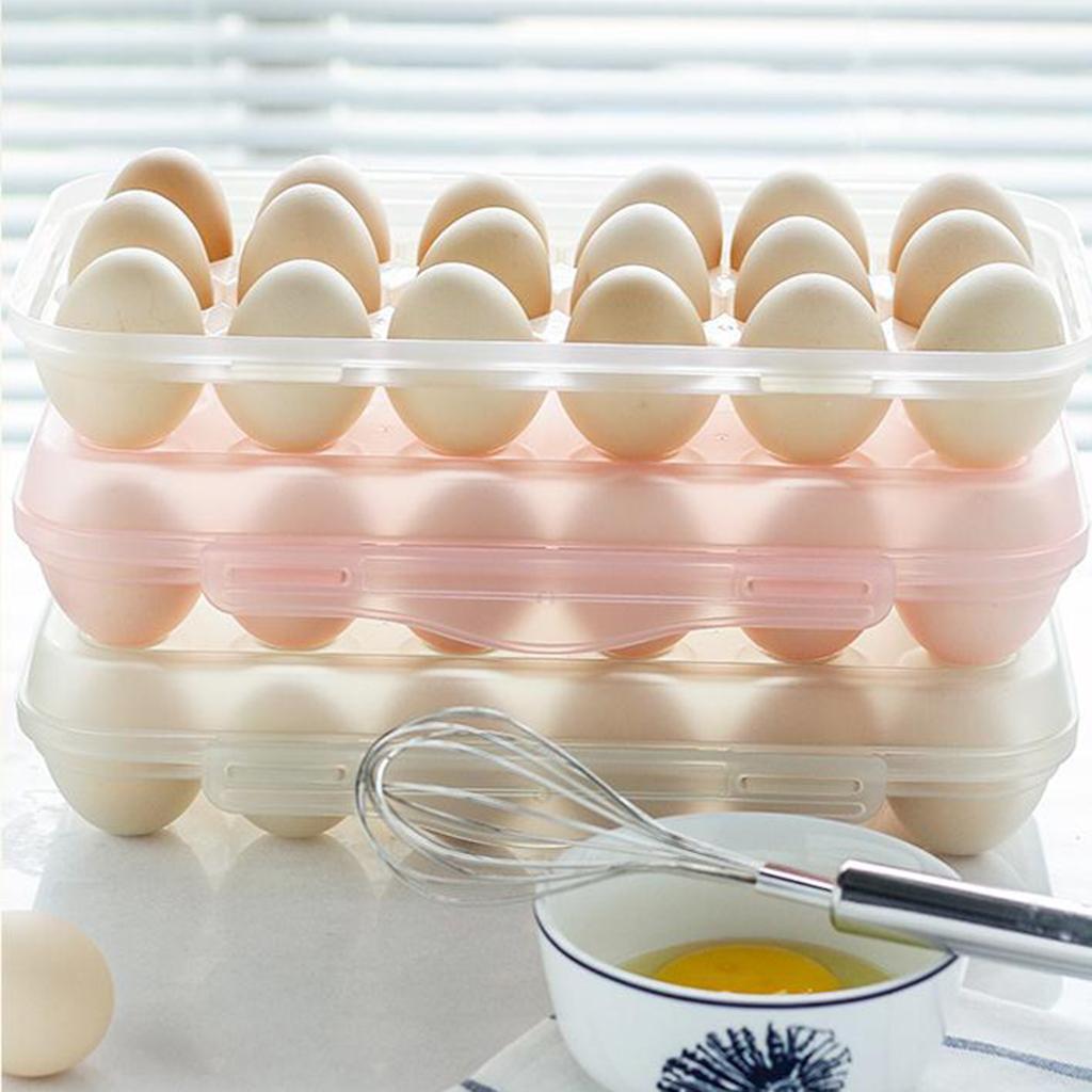 18 Eggs Holder for Refrigerator Fridge Home Light Pink