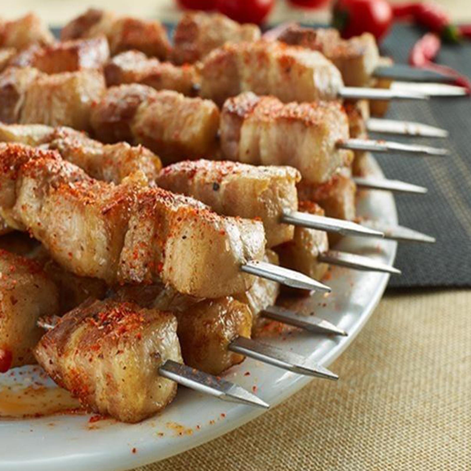 10xStainless Steel BBQ Skewers Grilling Skewer Barbecue Skewers Needle Stick