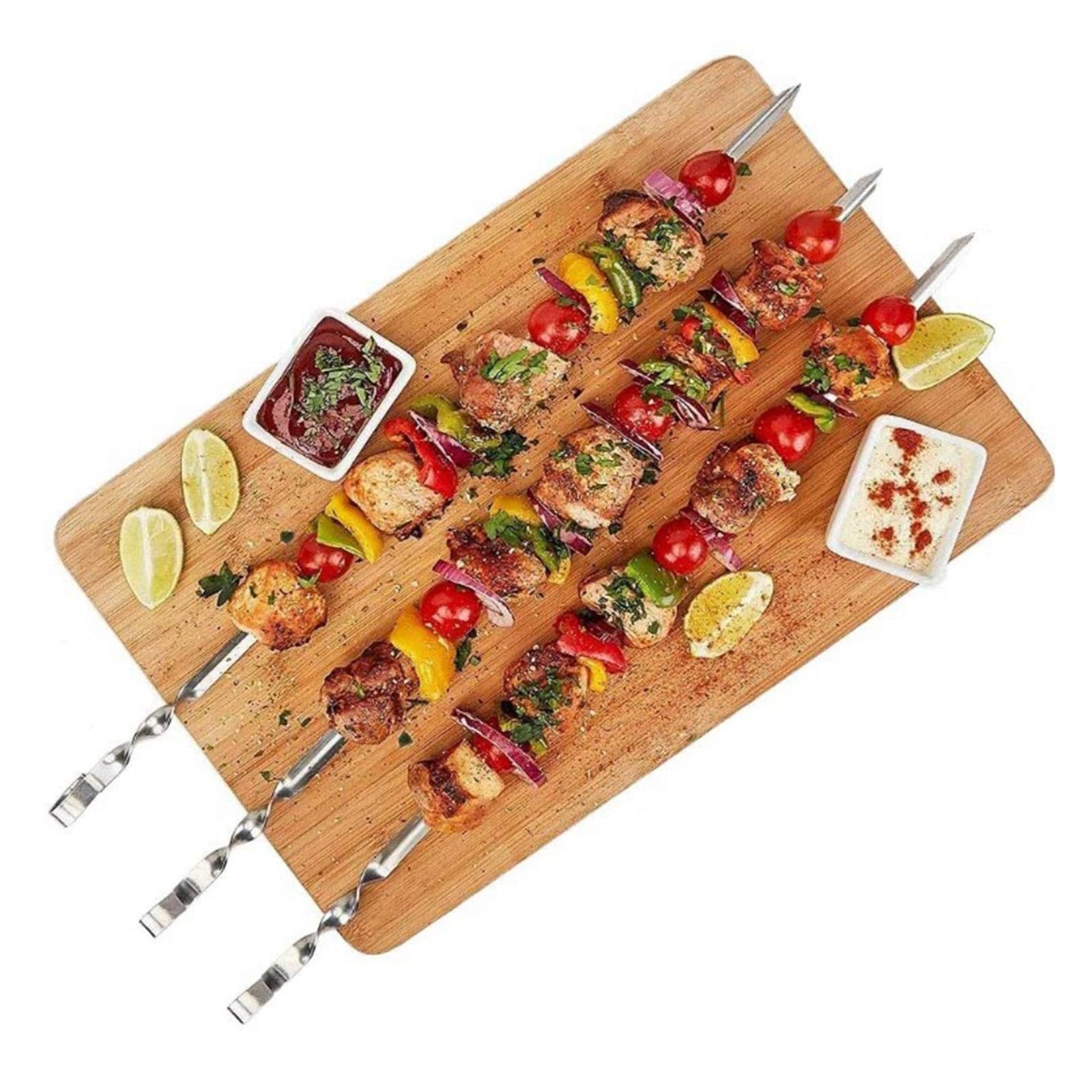 10xStainless Steel BBQ Skewers Grilling Skewer Barbecue Skewers Needle Stick