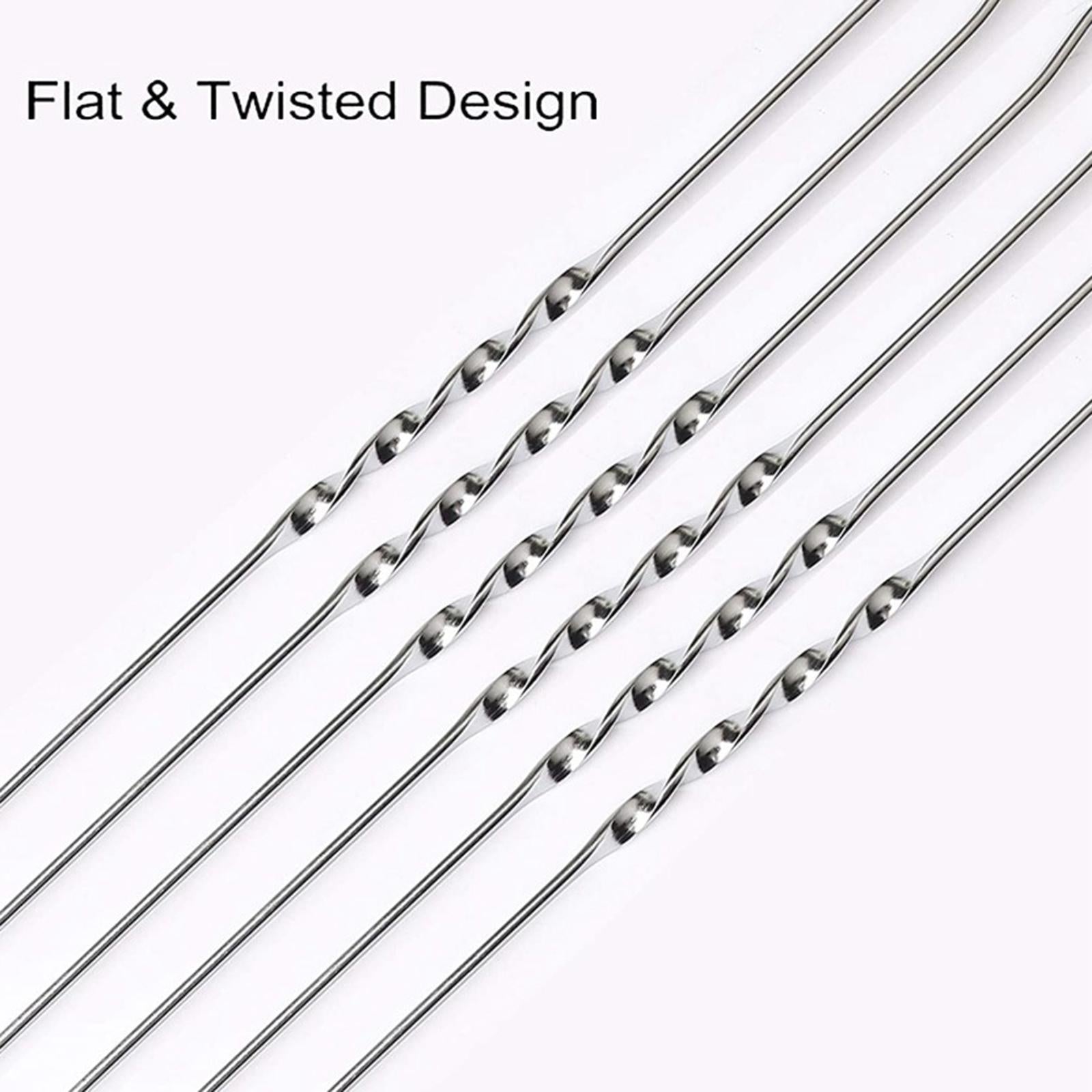 10xStainless Steel BBQ Skewers Grilling Skewer Barbecue Skewers Needle Stick