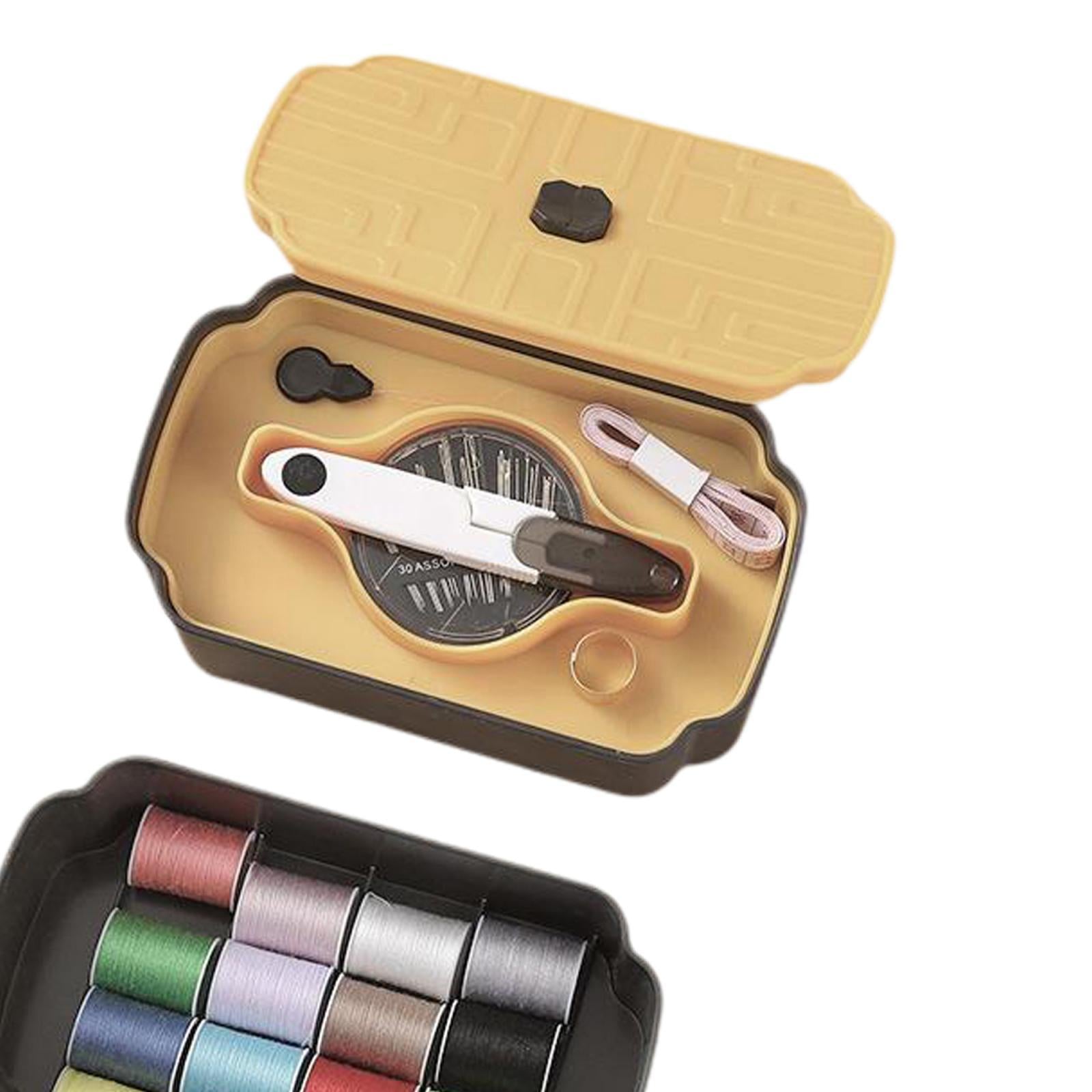 Sewing Storage Box Organizer Thread Measuring Tape Needles Thimble Yellow
