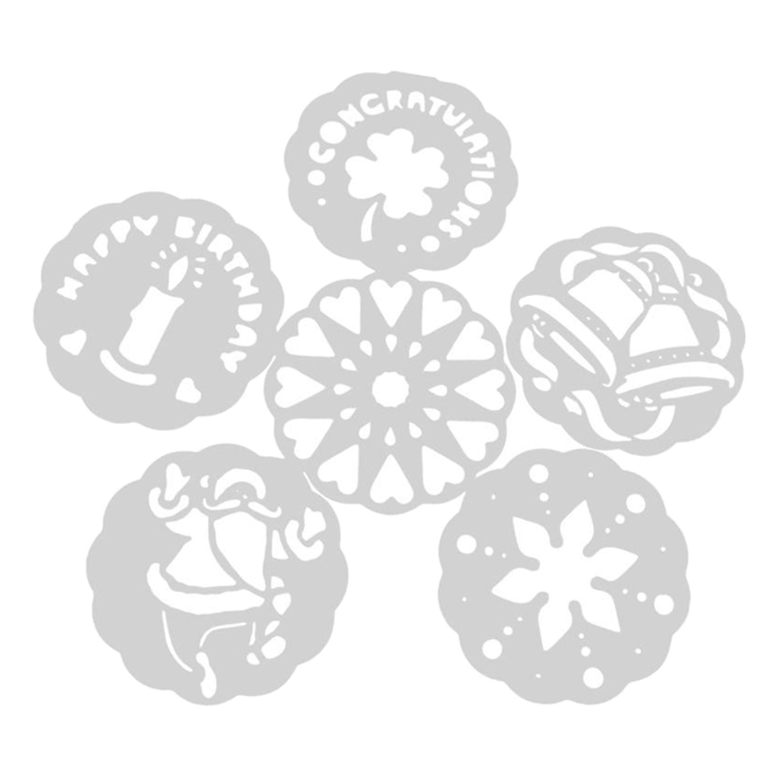 6PCS/Set Plastic Cake Stencils Flower Birthday Cake Mold Decorating Tool DIY