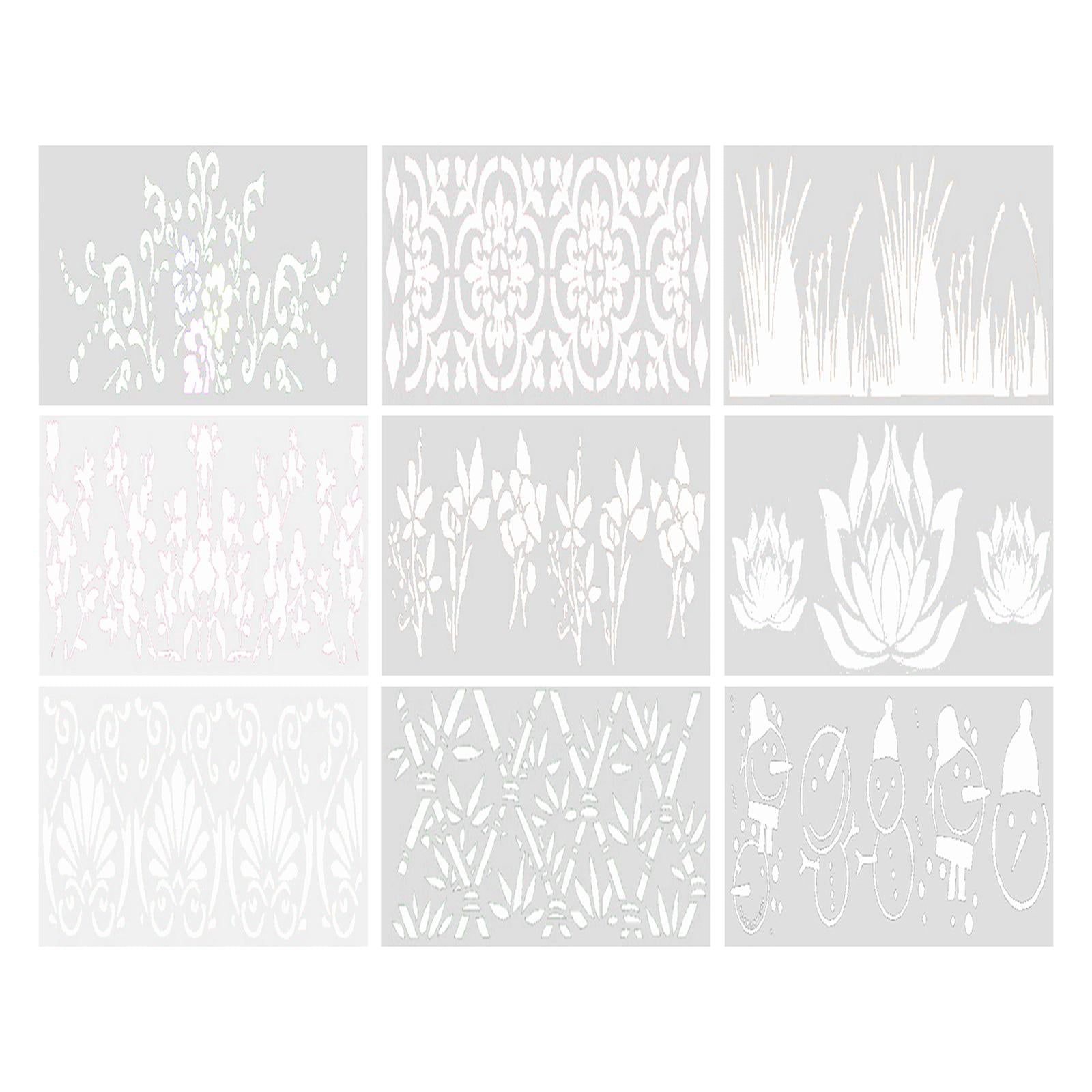 9Pcs DIY Silicone Cake Lace Decoration Moulds Embosser Mat Mold