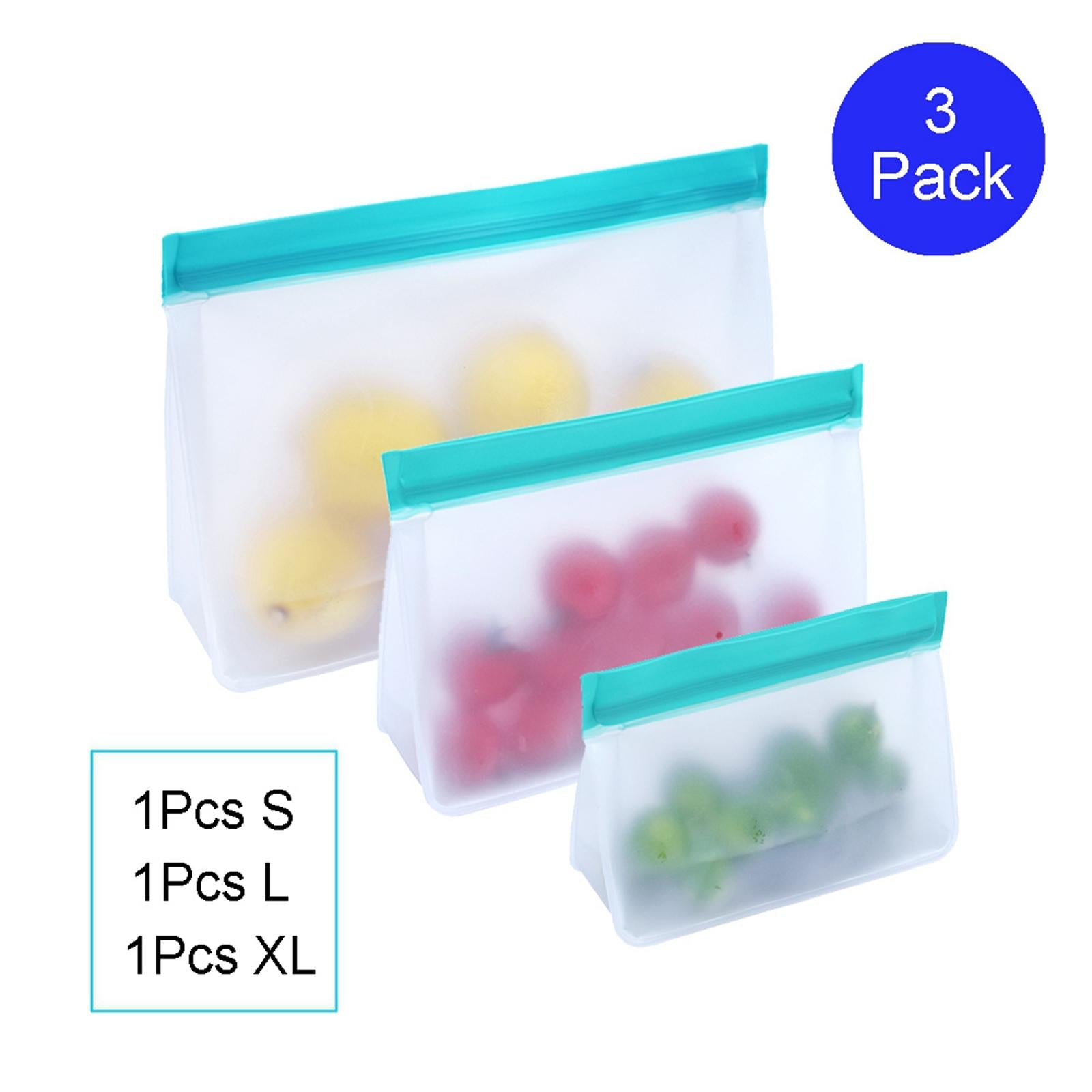 3x Food Storage Fresh Bag PEVA Meat Fruits BPA Free Freezer Container S+M+L