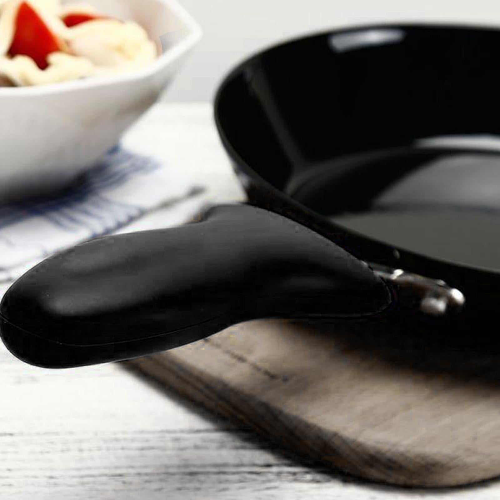 3Pcs Silicone Hot Skillet Handle Cover Holder Heat Resistant Removable Black