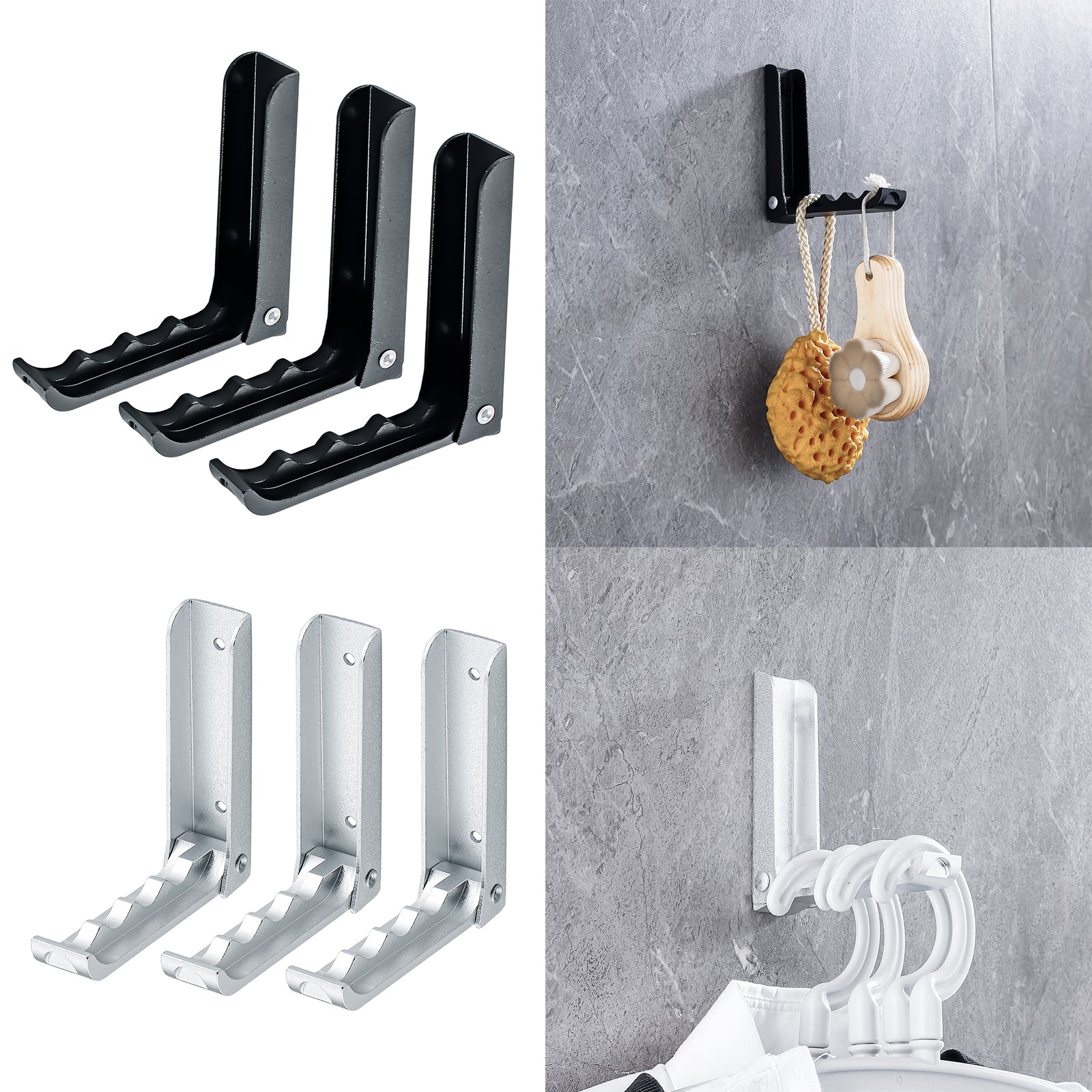 3pcs Aluminum Robe Hanger Hook Durable Wall-mounted Coat Hanger Silver