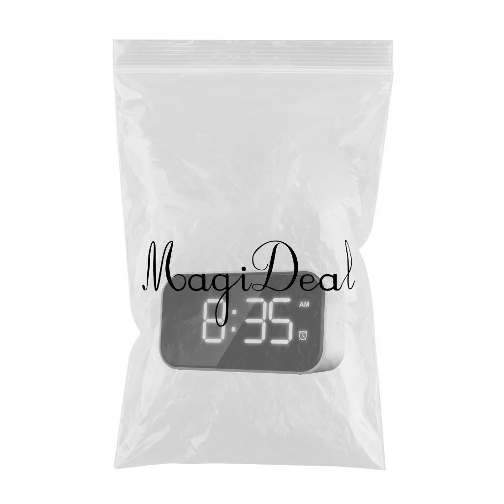 Digital Alarm Clock LED Alarm Clock Mirror Clock for Bedroom White Character