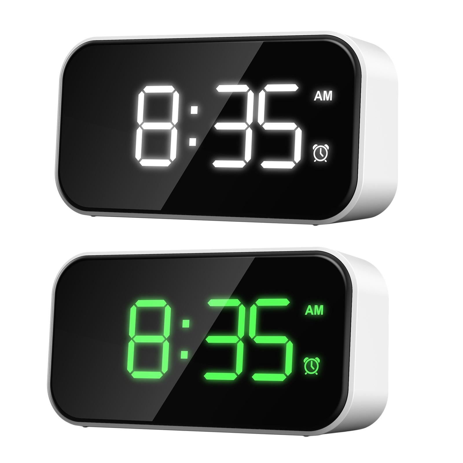 Digital Alarm Clock LED Alarm Clock Mirror Clock for Bedroom White Character