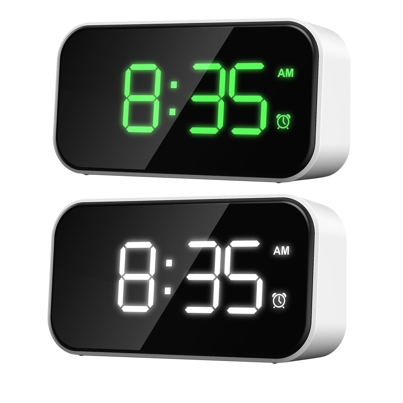 Digital Alarm Clock LED Alarm Clock Mirror Clock for Bedroom White Character