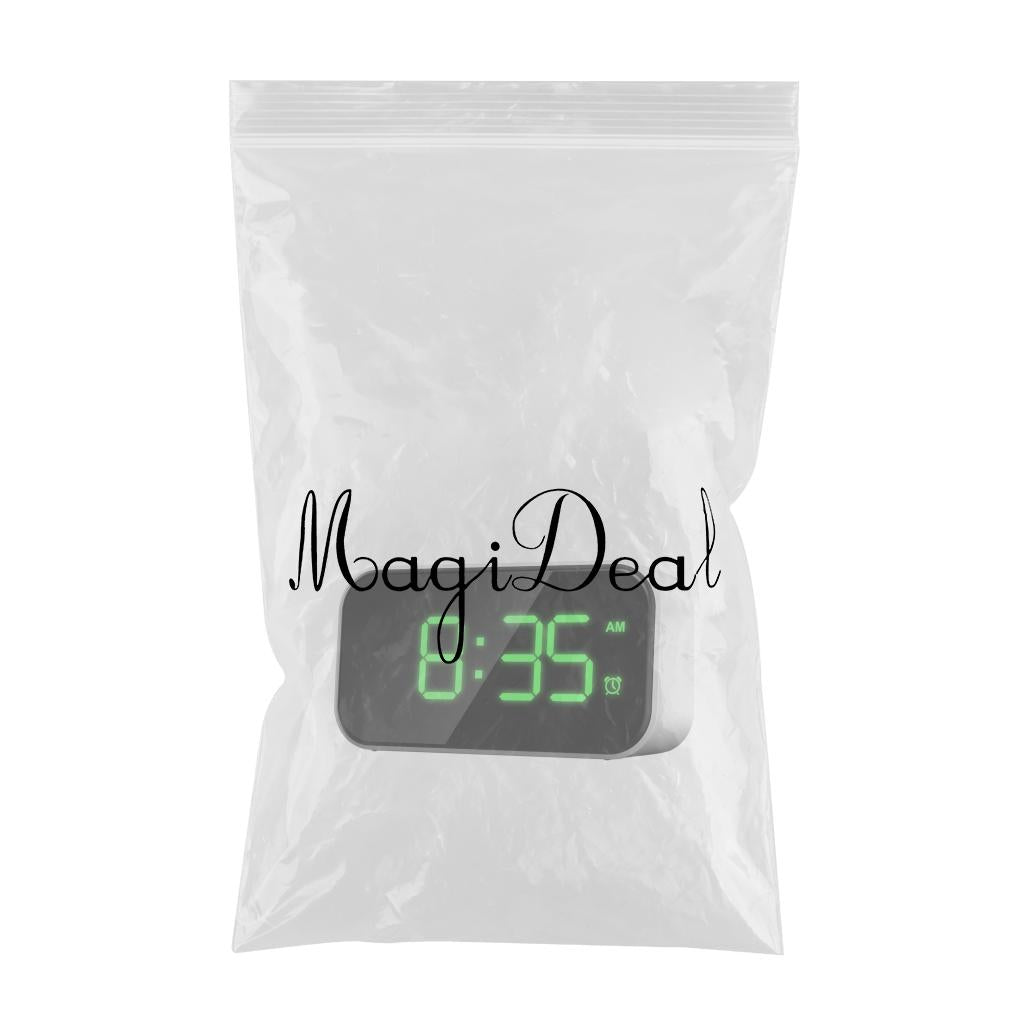 Digital Alarm Clock LED Alarm Clock Mirror Clock for Bedroom Green Character