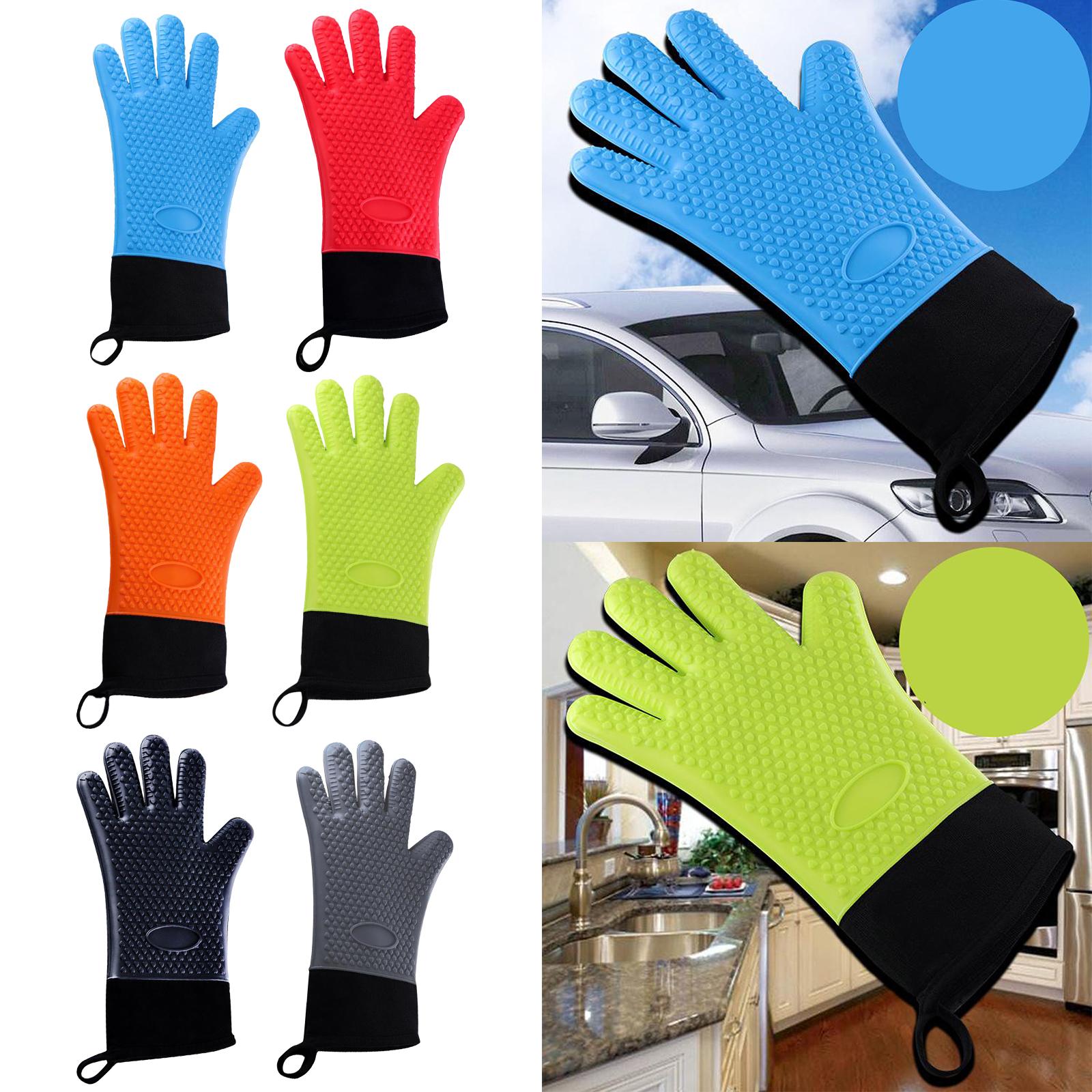 Premium Oven Gloves Insulated Long Anti-scalding Mitts for Cooking black