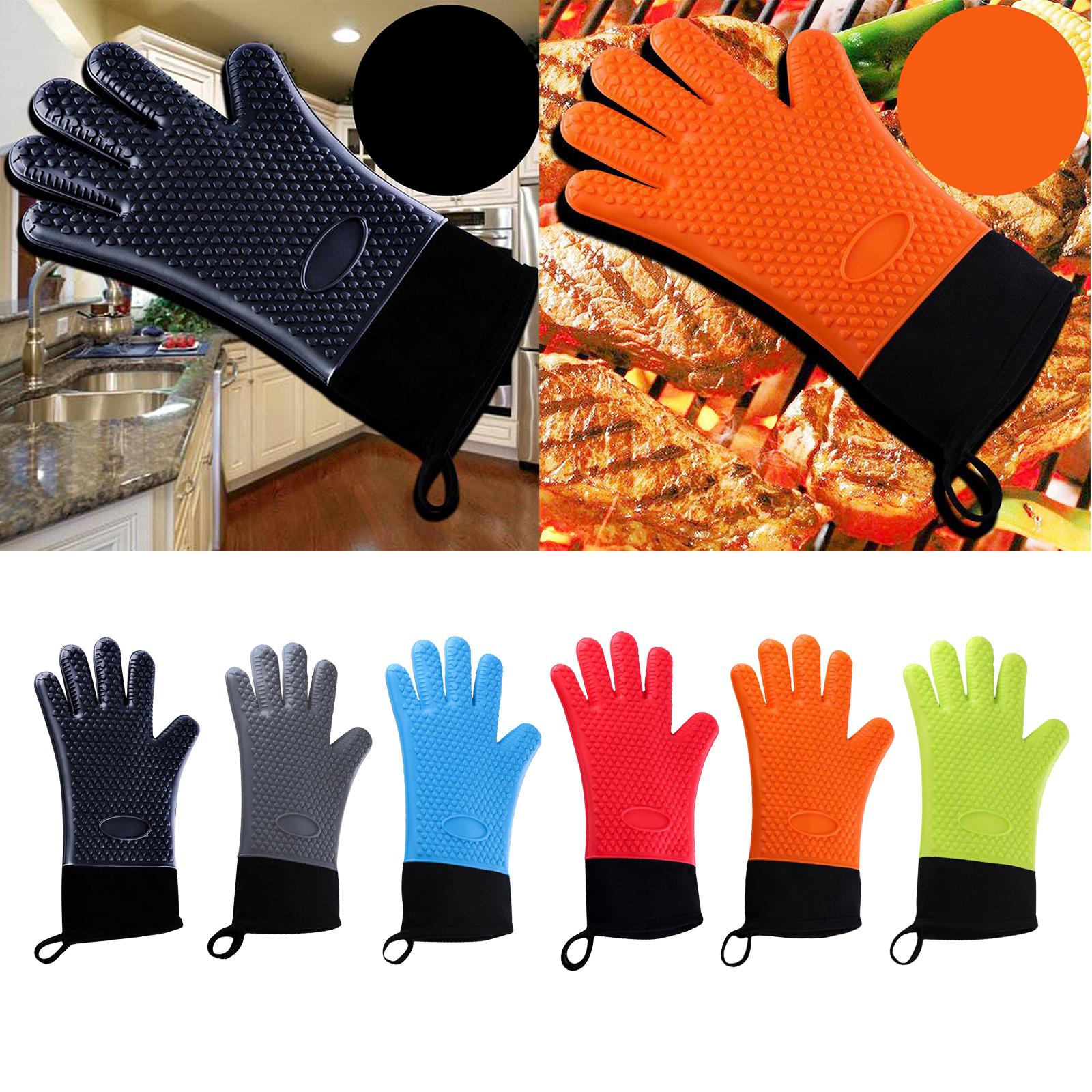 Premium Oven Gloves Insulated Long Anti-scalding Mitts for Cooking black