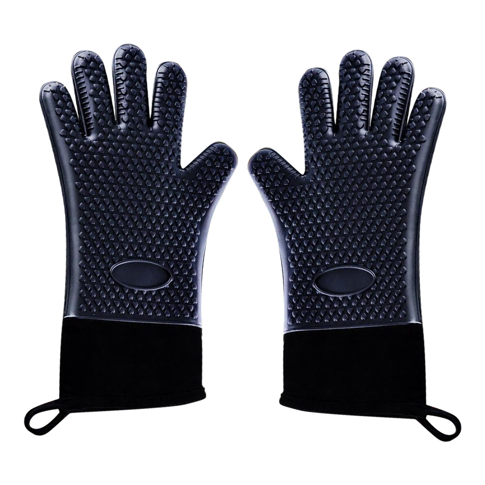 Premium Oven Gloves Insulated Long Anti-scalding Mitts for Cooking black