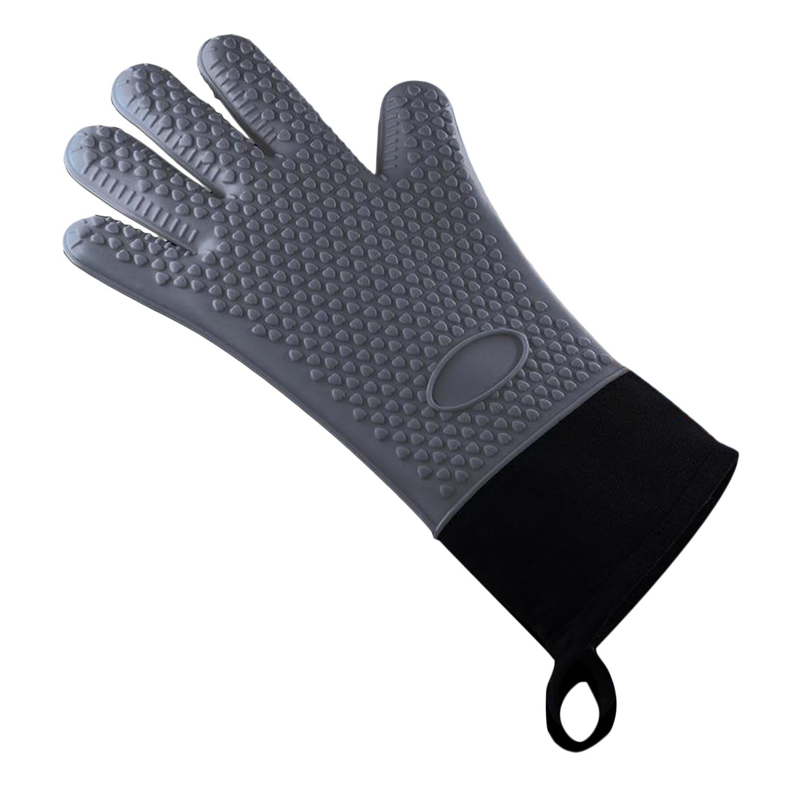 Premium Oven Gloves Insulated Long Anti-scalding Mitts for Cooking gray