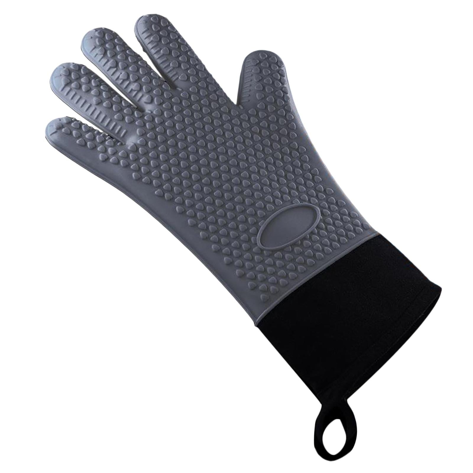 Premium Oven Gloves Insulated Long Anti-scalding Mitts for Cooking gray