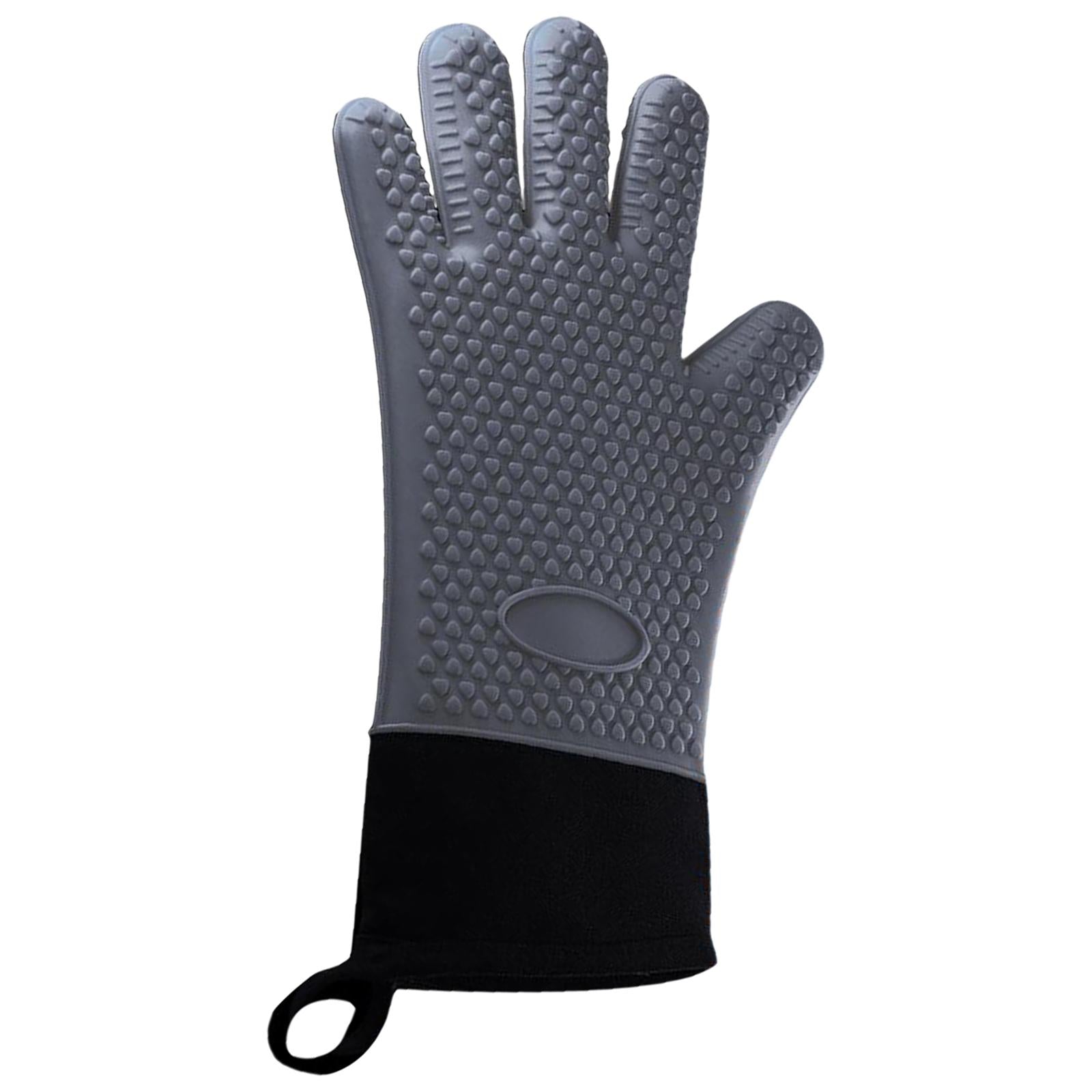 Premium Oven Gloves Insulated Long Anti-scalding Mitts for Cooking gray