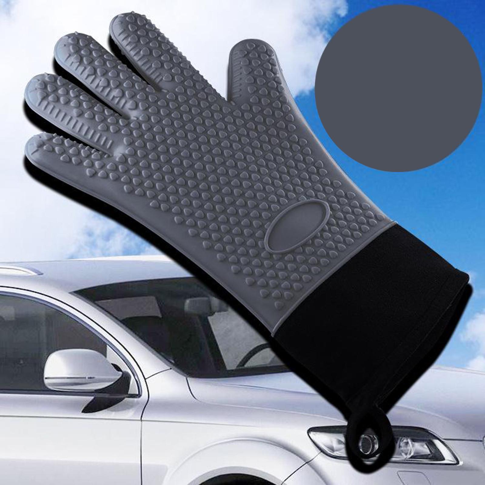 Premium Oven Gloves Insulated Long Anti-scalding Mitts for Cooking gray