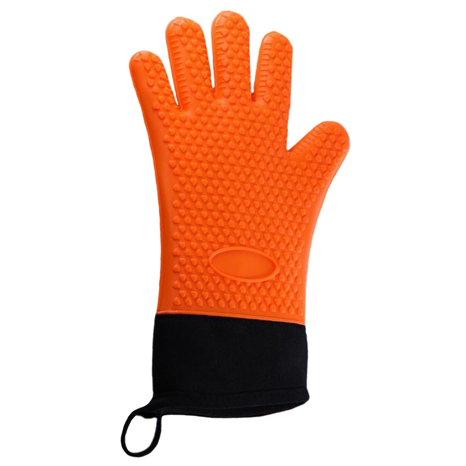 Premium Oven Gloves Insulated Long Anti-scalding Mitts for Cooking orange
