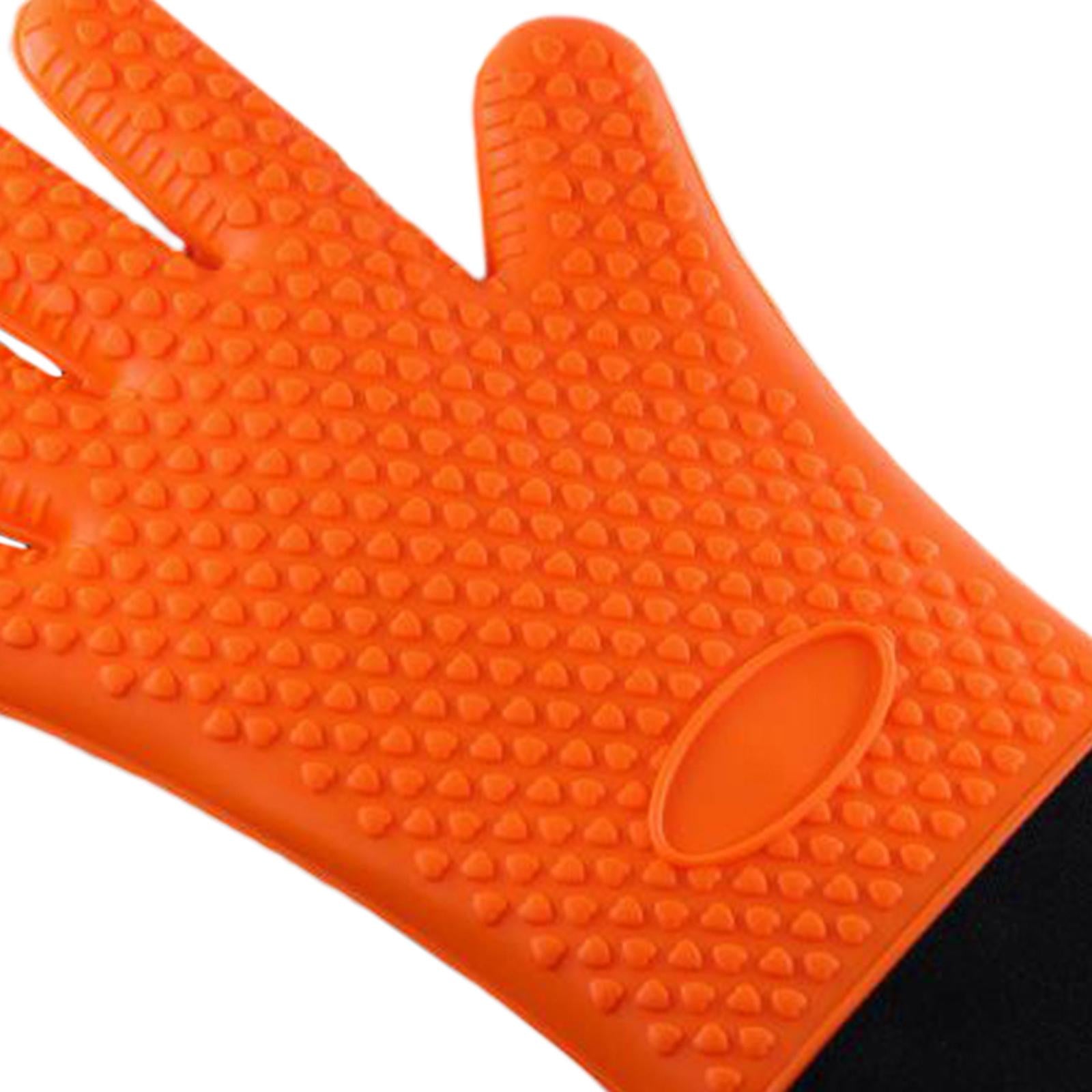 Premium Oven Gloves Insulated Long Anti-scalding Mitts for Cooking orange
