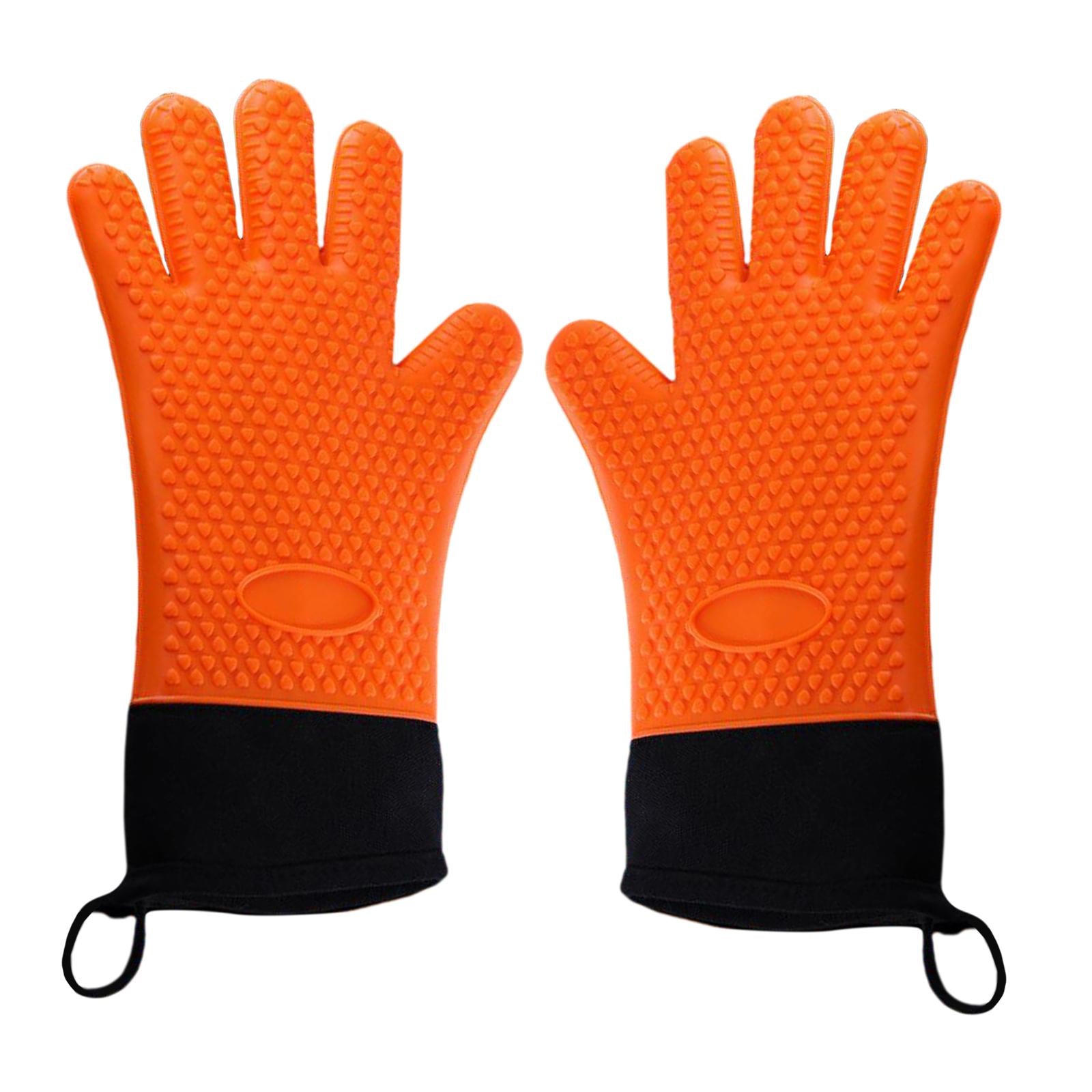 Premium Oven Gloves Insulated Long Anti-scalding Mitts for Cooking orange