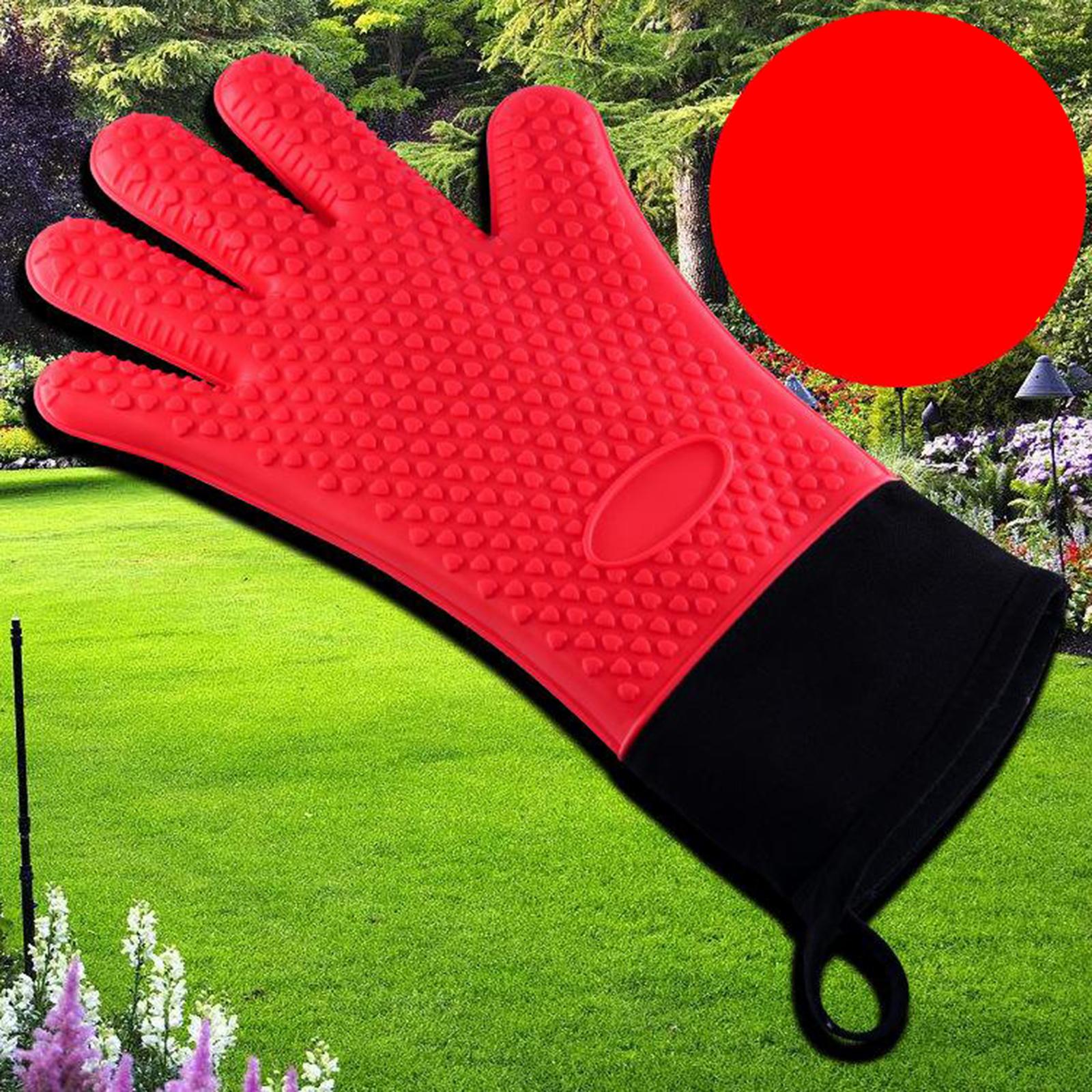 Premium Oven Gloves Insulated Long Anti-scalding Mitts for Cooking red