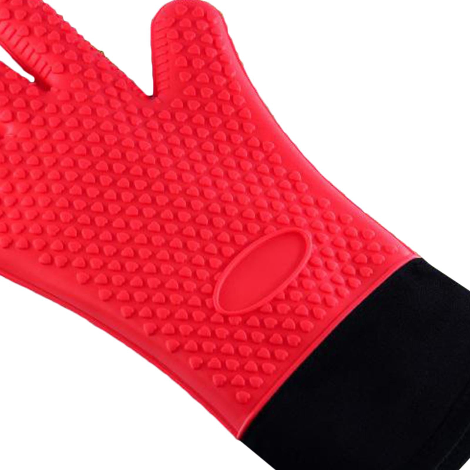 Premium Oven Gloves Insulated Long Anti-scalding Mitts for Cooking red