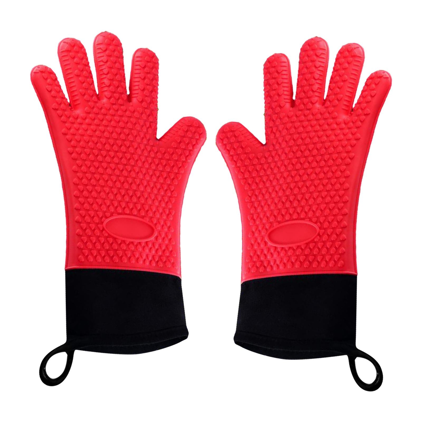 Premium Oven Gloves Insulated Long Anti-scalding Mitts for Cooking red