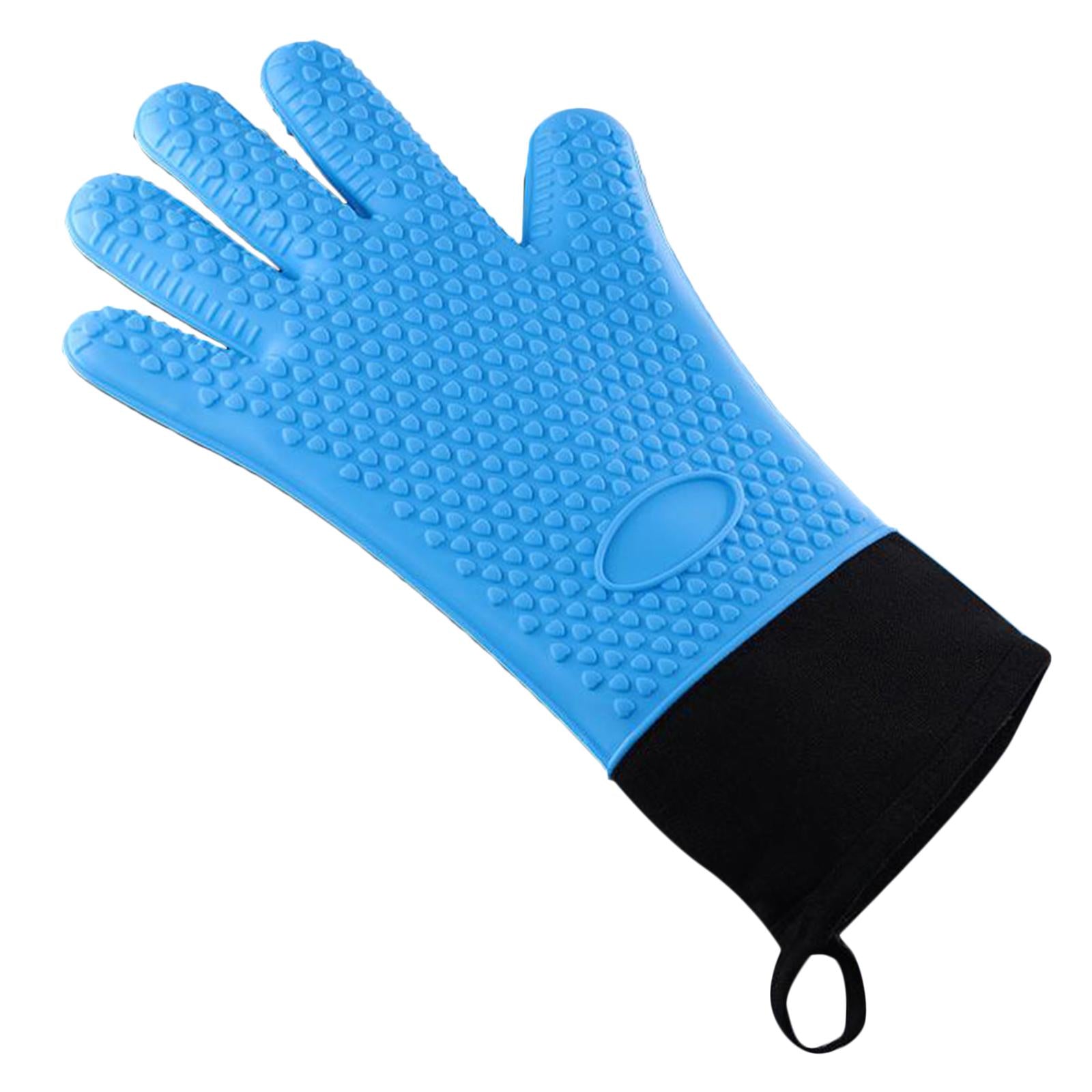Premium Oven Gloves Insulated Long Anti-scalding Mitts for Cooking blue