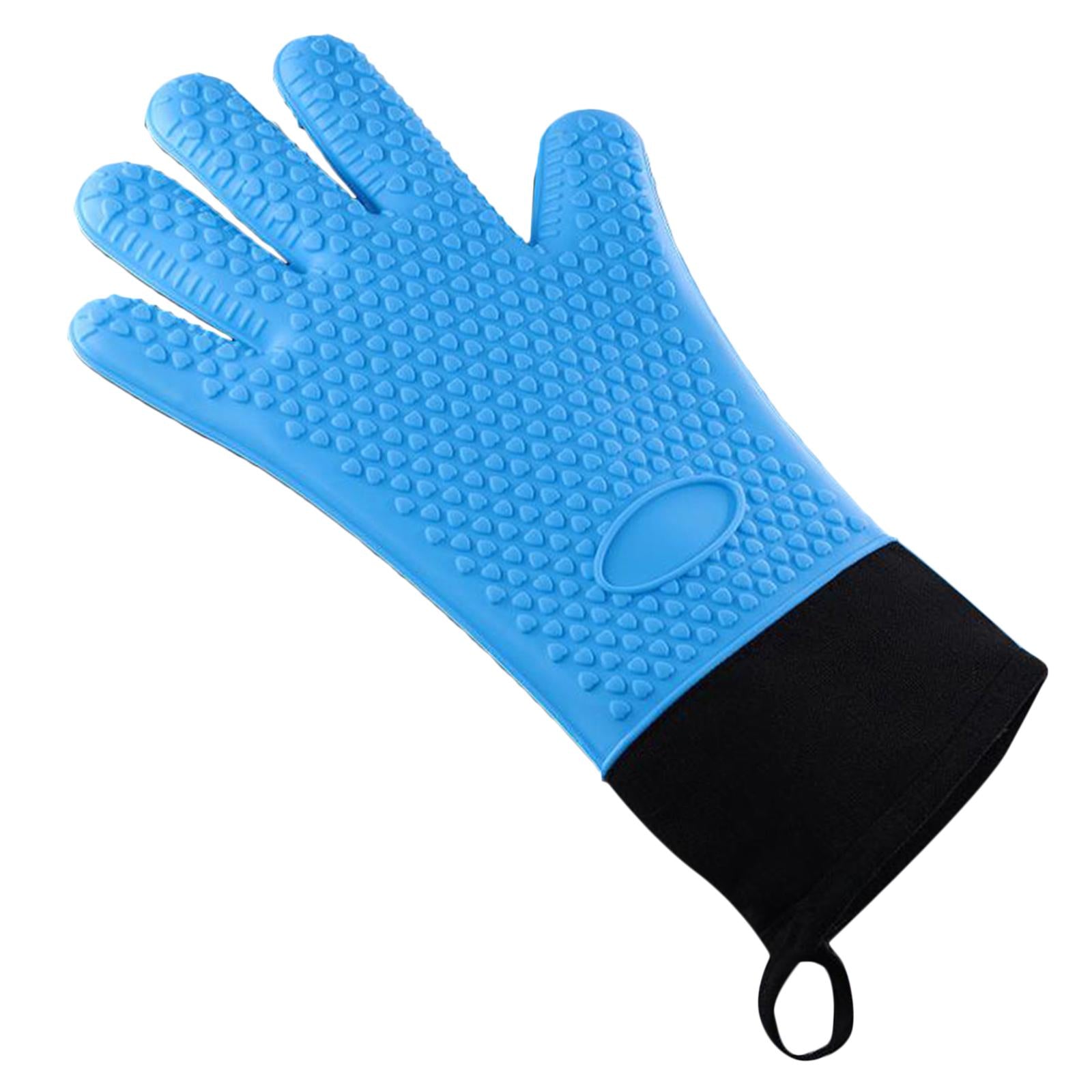Premium Oven Gloves Insulated Long Anti-scalding Mitts for Cooking blue