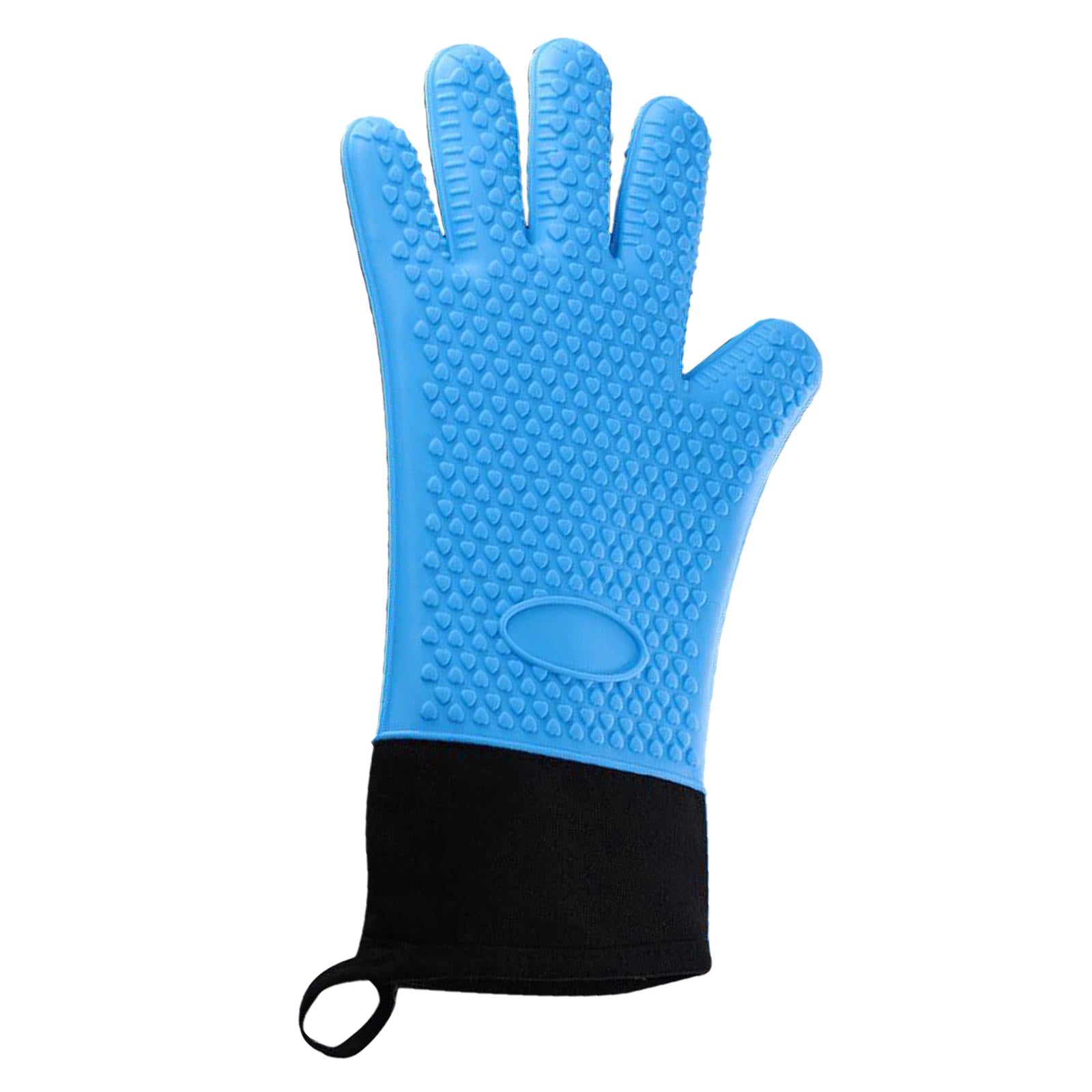 Premium Oven Gloves Insulated Long Anti-scalding Mitts for Cooking blue