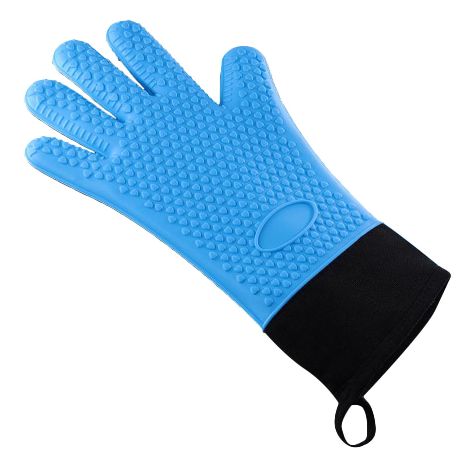 Premium Oven Gloves Insulated Long Anti-scalding Mitts for Cooking blue