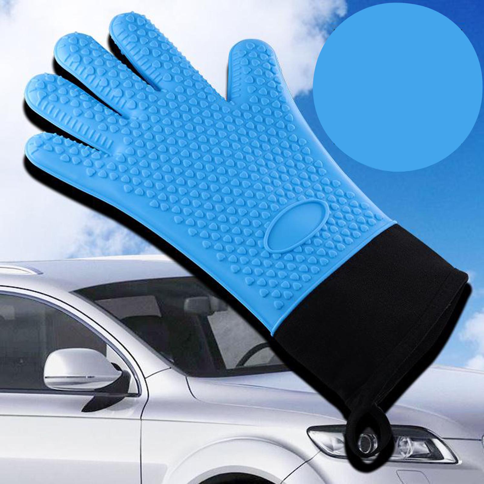 Premium Oven Gloves Insulated Long Anti-scalding Mitts for Cooking blue