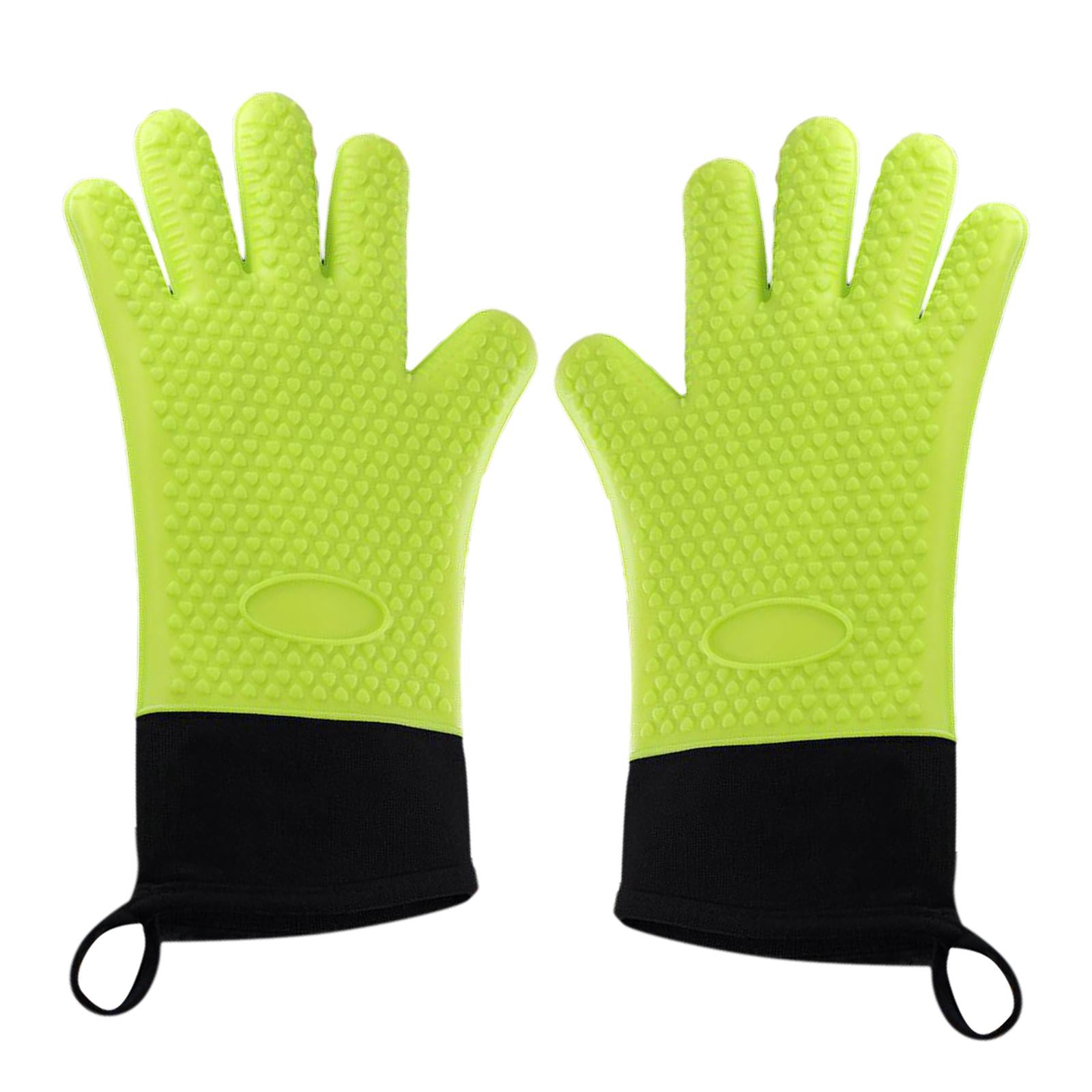 Premium Oven Gloves Insulated Long Anti-scalding Mitts for Cooking green