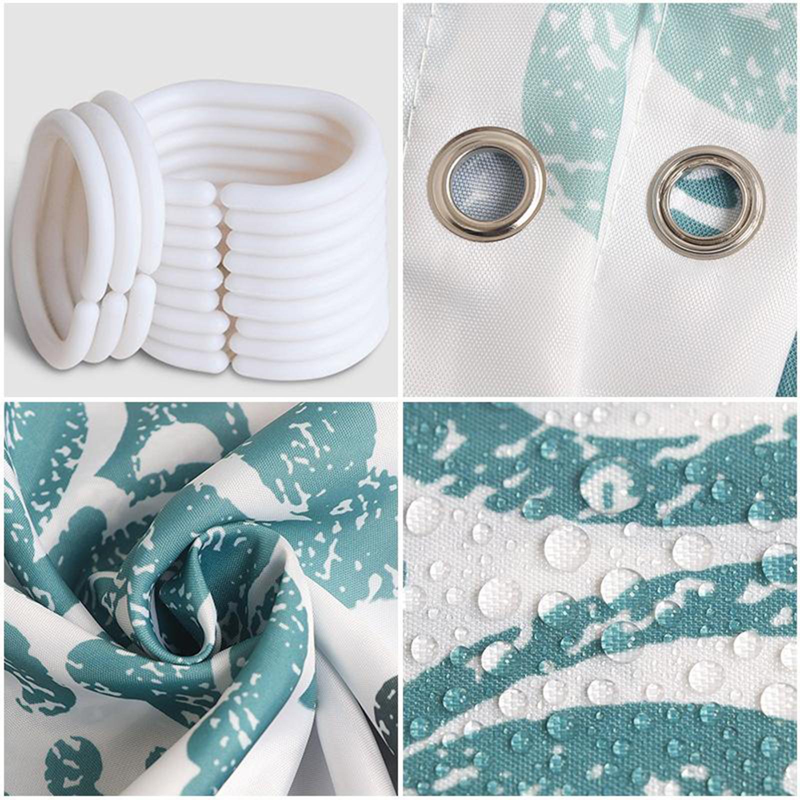 Waterproof Shower Curtain 12 Free Hooks Polyester Fabric Bathroom Curtain