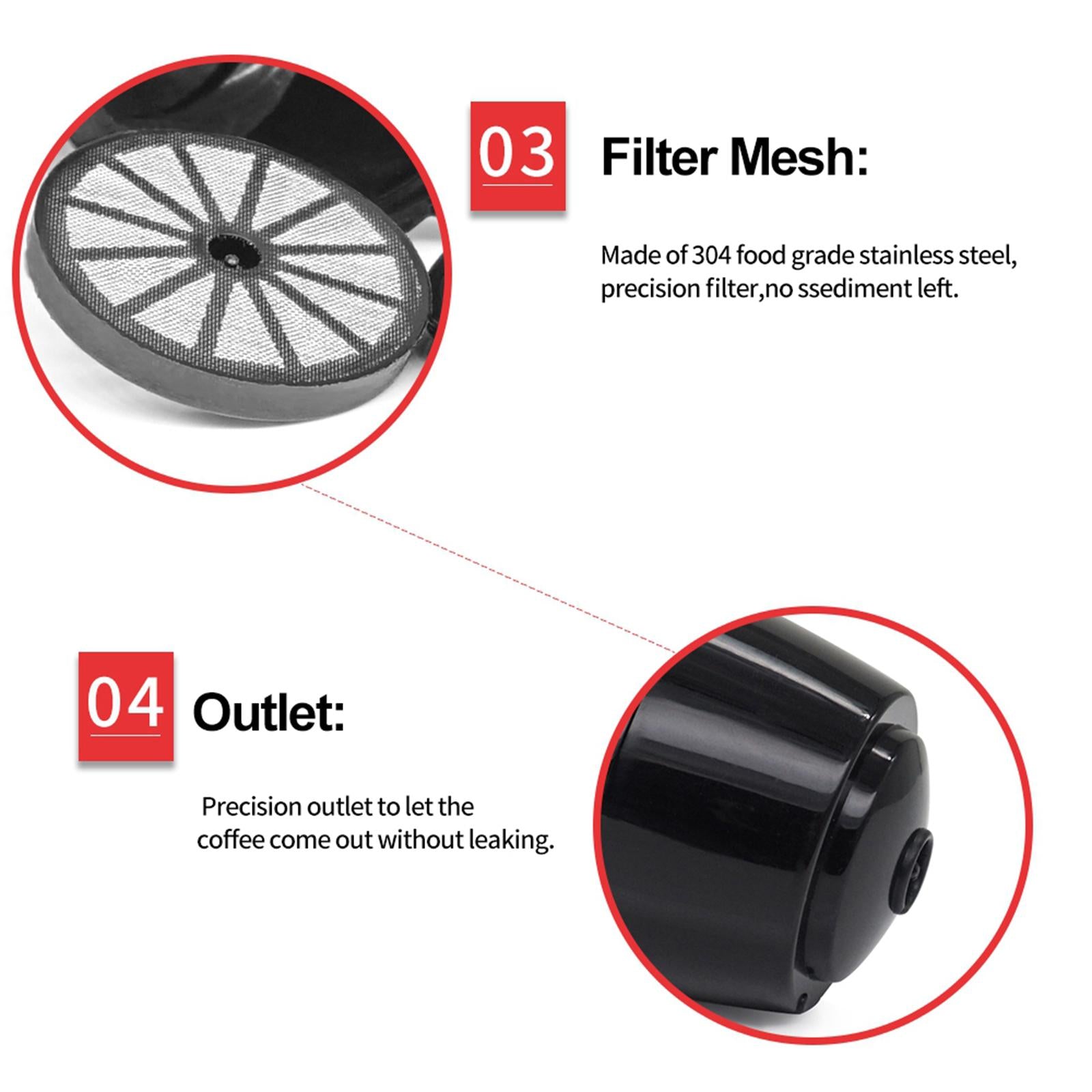 Refillable Reusable Coffee Capsule Pods Cups for Nescafe DolceGusto Black
