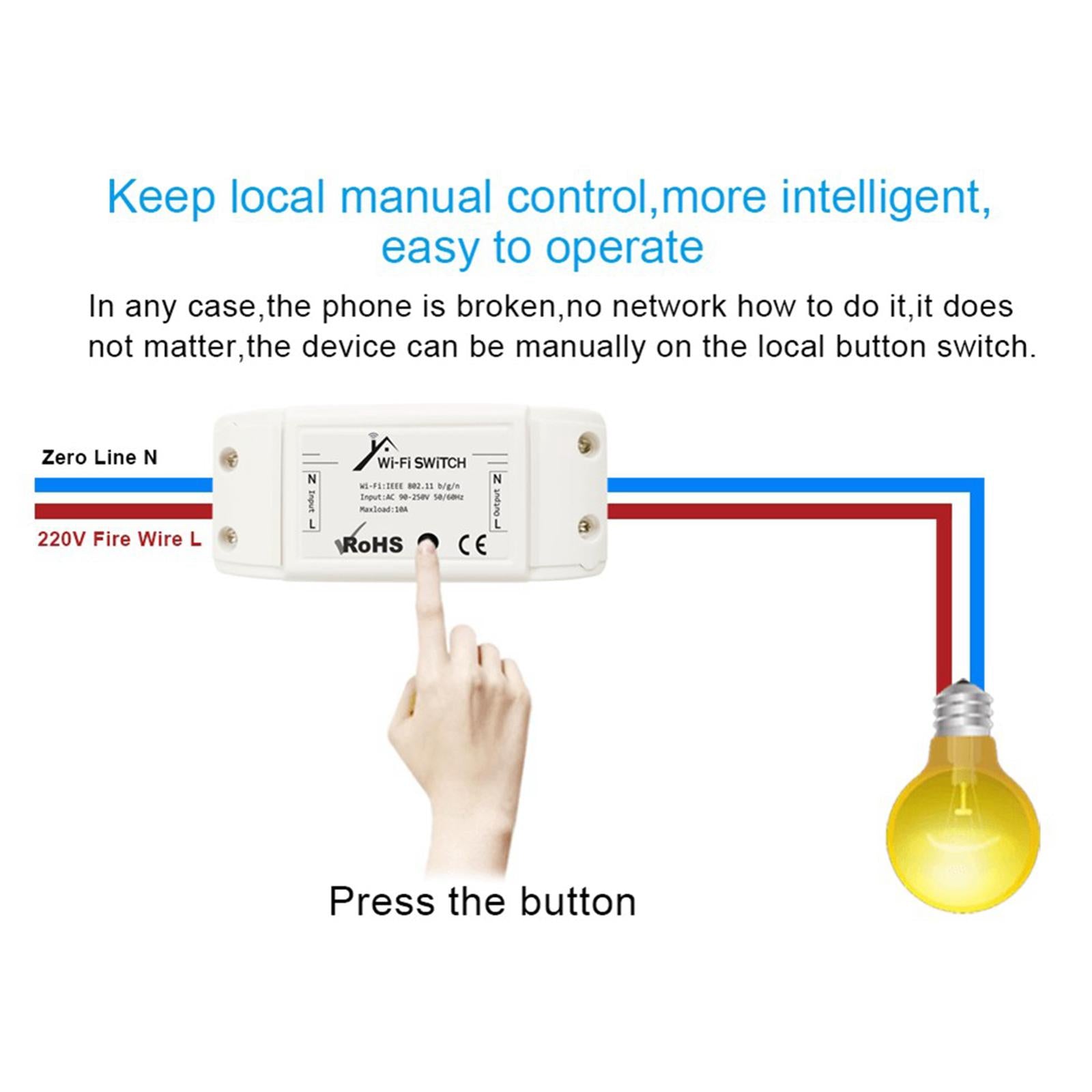 1x Universal Basic R2 Wifi DIY Smart Wireless Remote Switch Light Electrical