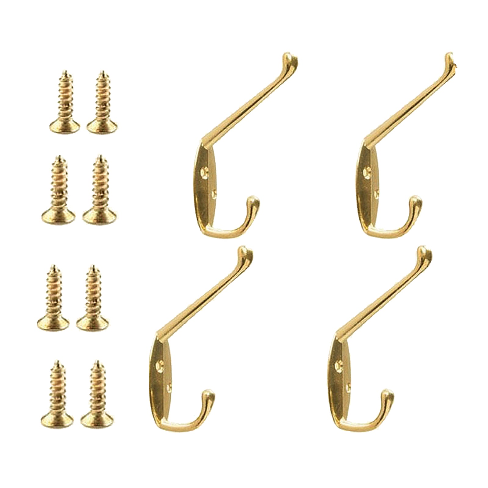4x Wall-mounted Clothes Coat Hooks Key Towel Hanger Bathroom Bedroom Golden