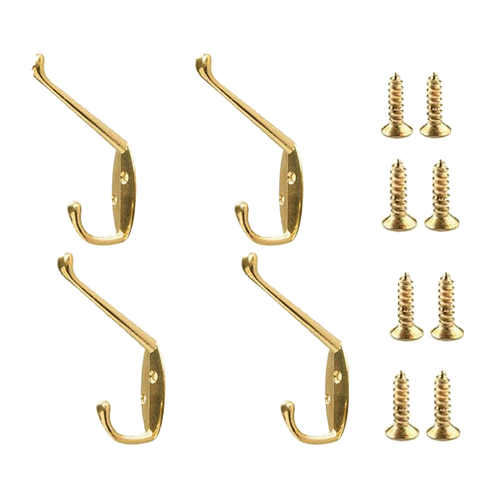 4x Wall-mounted Clothes Coat Hooks Key Towel Hanger Bathroom Bedroom Golden