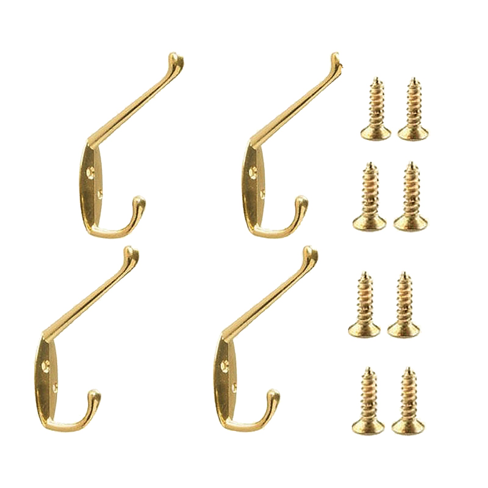 4x Wall-mounted Clothes Coat Hooks Key Towel Hanger Bathroom Bedroom Golden