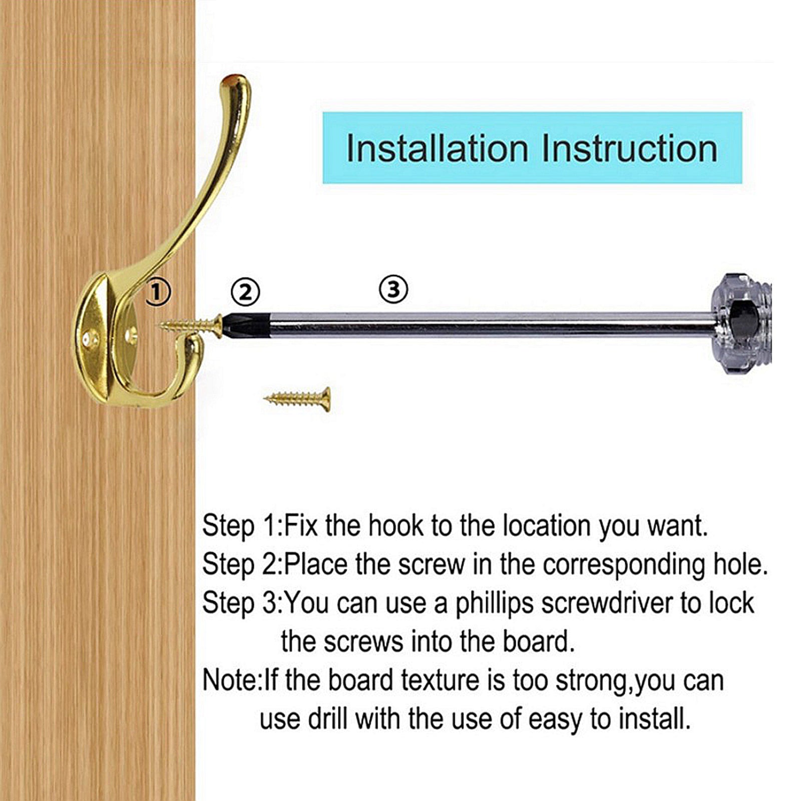 4x Wall-mounted Clothes Coat Hooks Key Towel Hanger Bathroom Bedroom Golden
