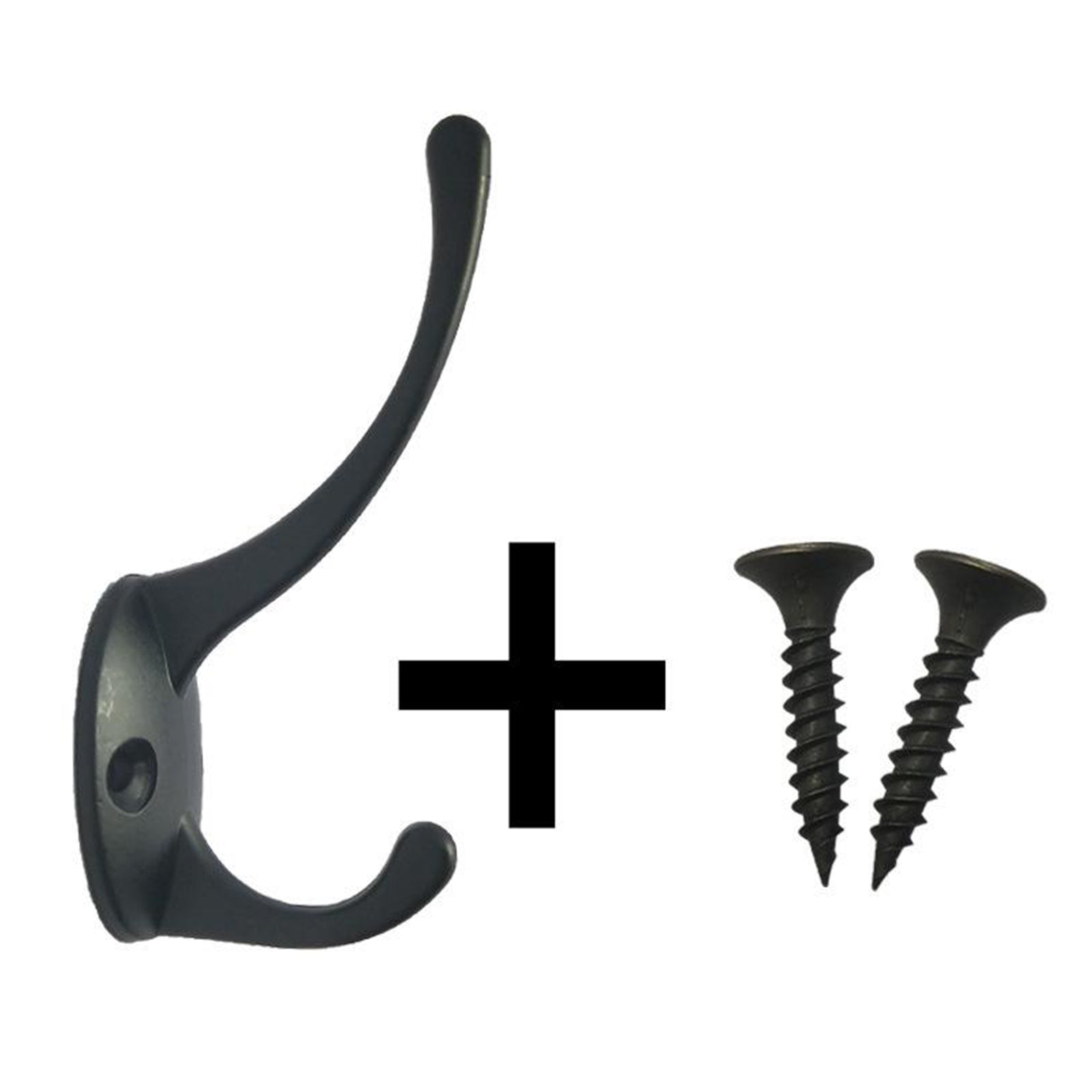 4x Wall-mounted Clothes Coat Hooks Key Towel Hanger Bathroom Bedroom Black