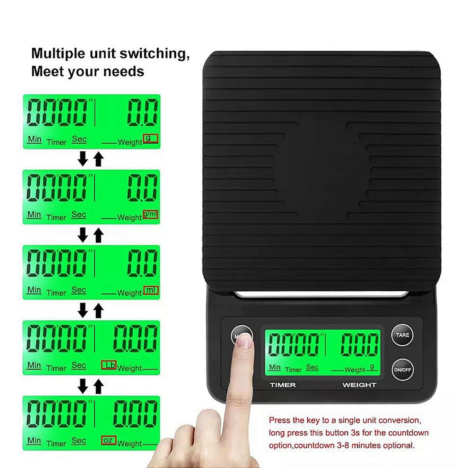 Coffee Scale with Timer Pour Over Coffee Espresso Scale 5kg without Battery