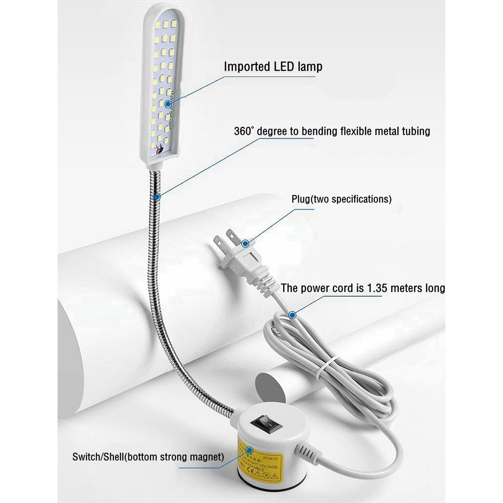 Industrial Sewing Machine Table Top LED Bright Lamp Flexible Gooseneck Lamp