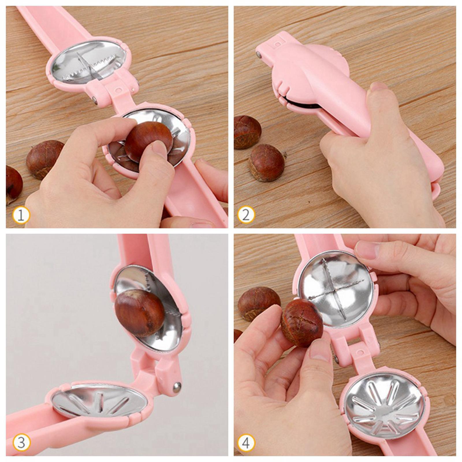 Practical Chestnut Cutter Fast Opener Walnut Cracking Sheller Pliers Pink