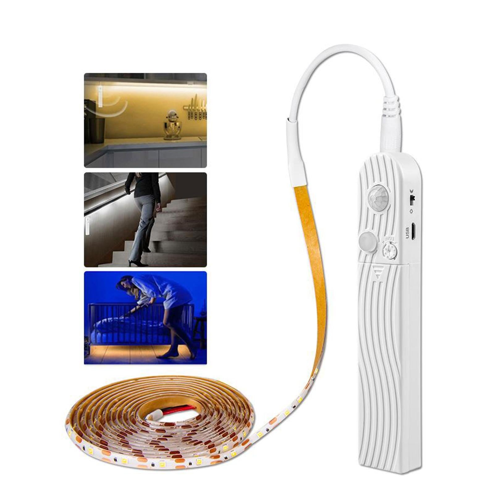 PIR Motion LED Strip Night Lights Bedside Lamp 6500K Cold White 1m