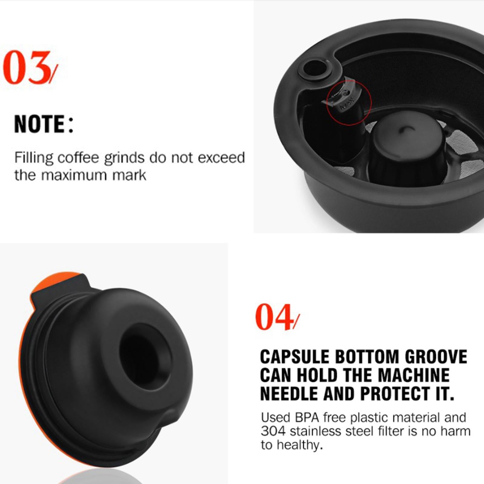 Reusable PP Coffee Capsule Pod Slicone Lid for Bosch Tassimo 60ml