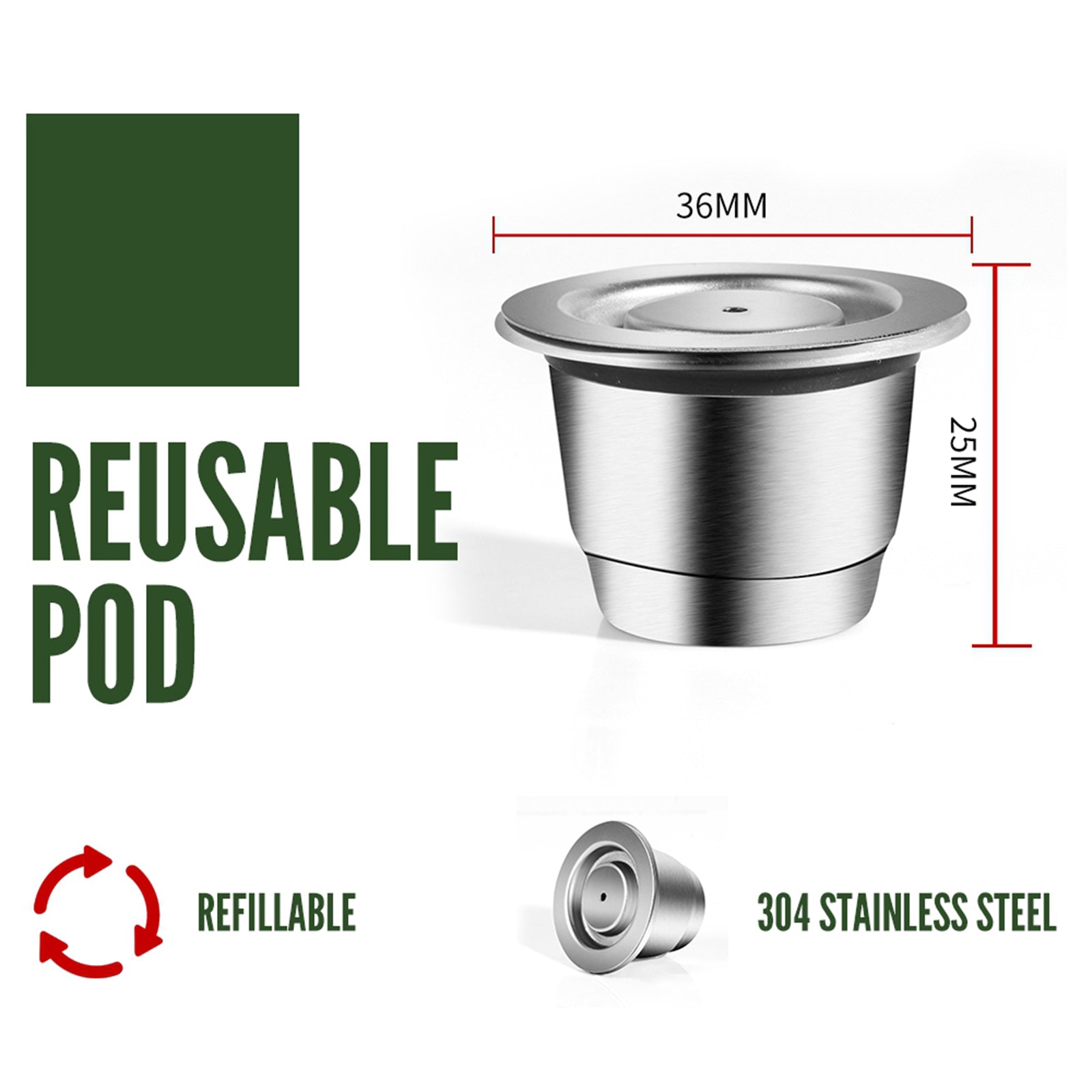 Refillable Coffee Capsule Reusable Coffee Pod PP Tamper Style 2