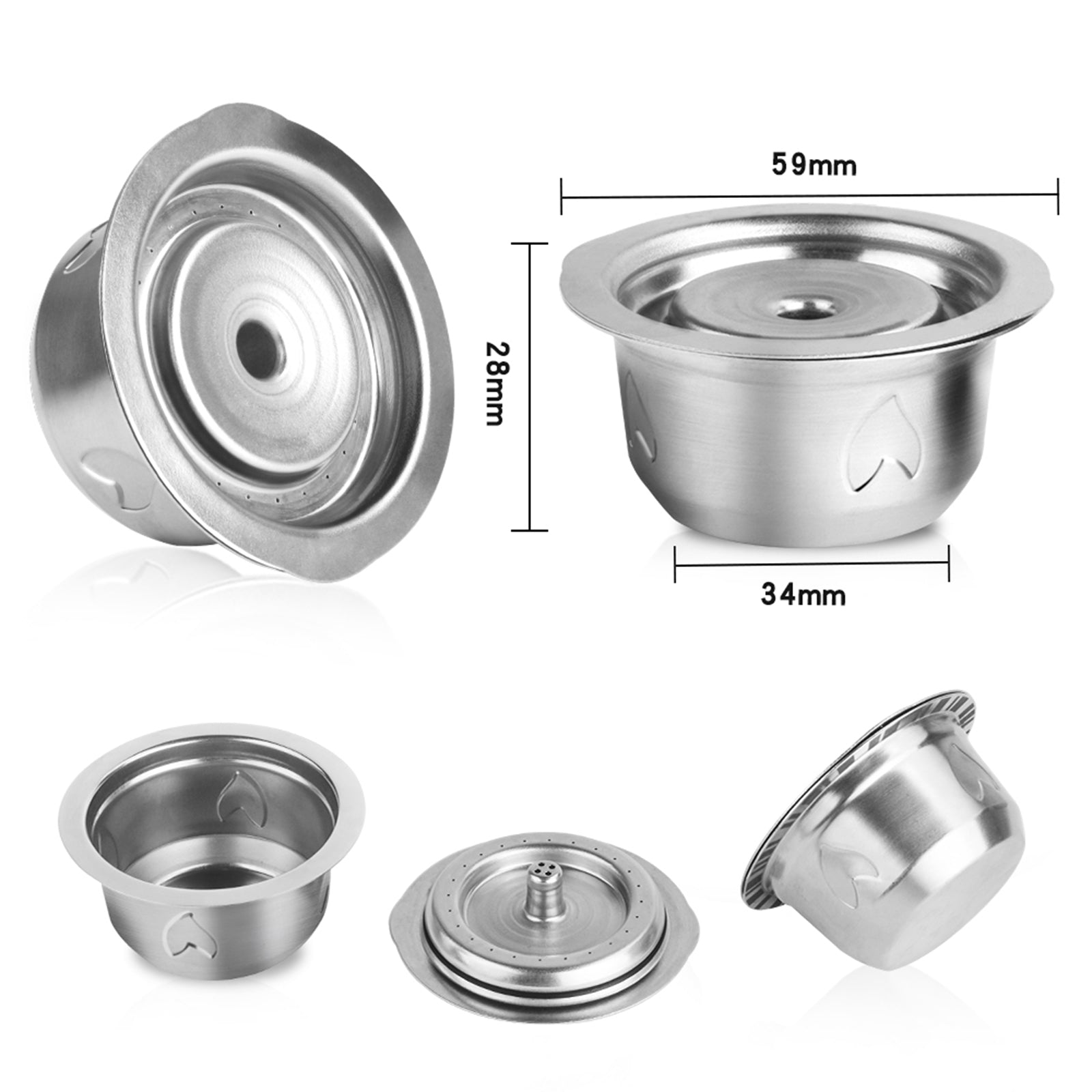 Reusable Fillable Coffee Capsules Stainless Steel Cup Accerssories 230ml